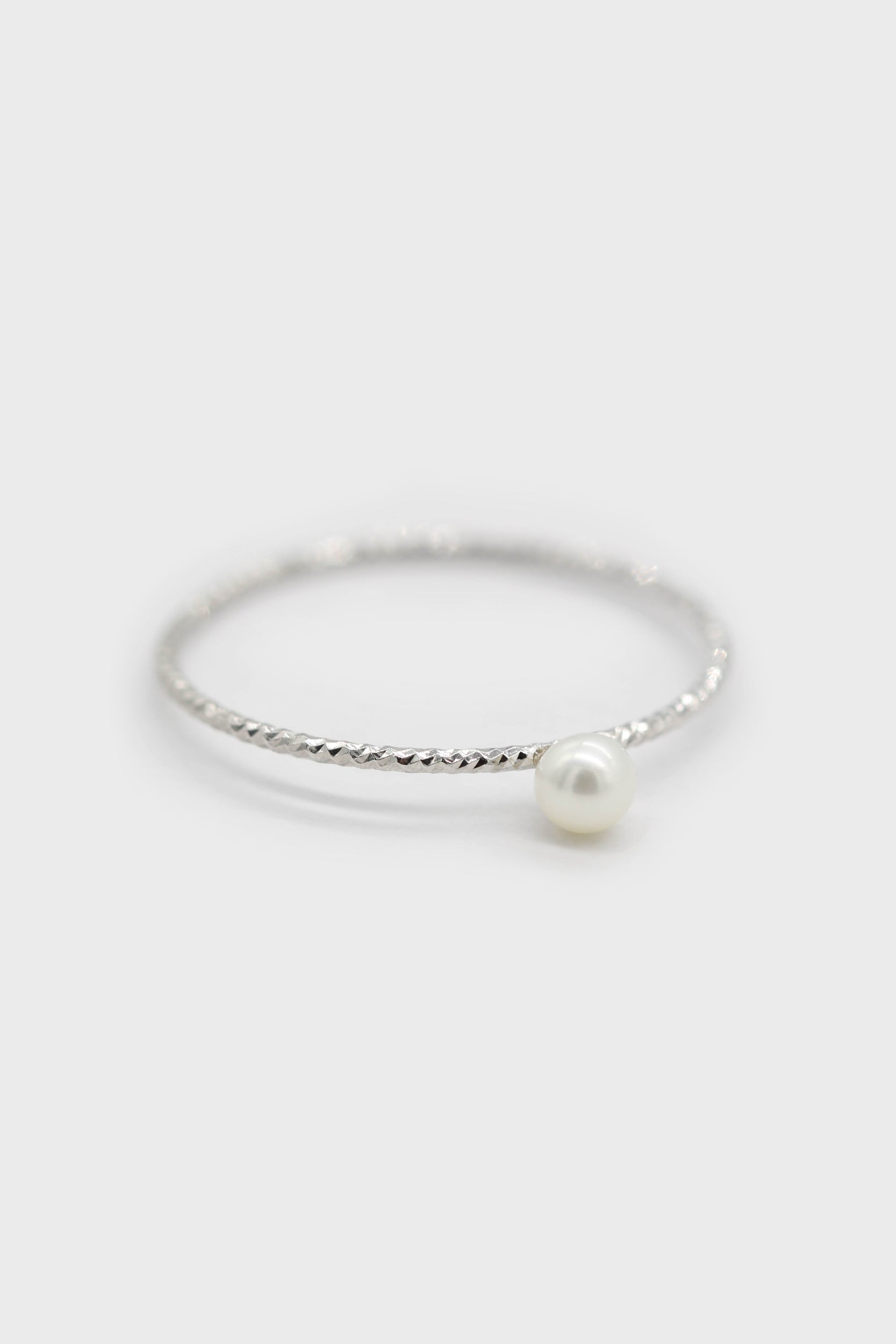 Silver pearl birthstone ring / Jun_1