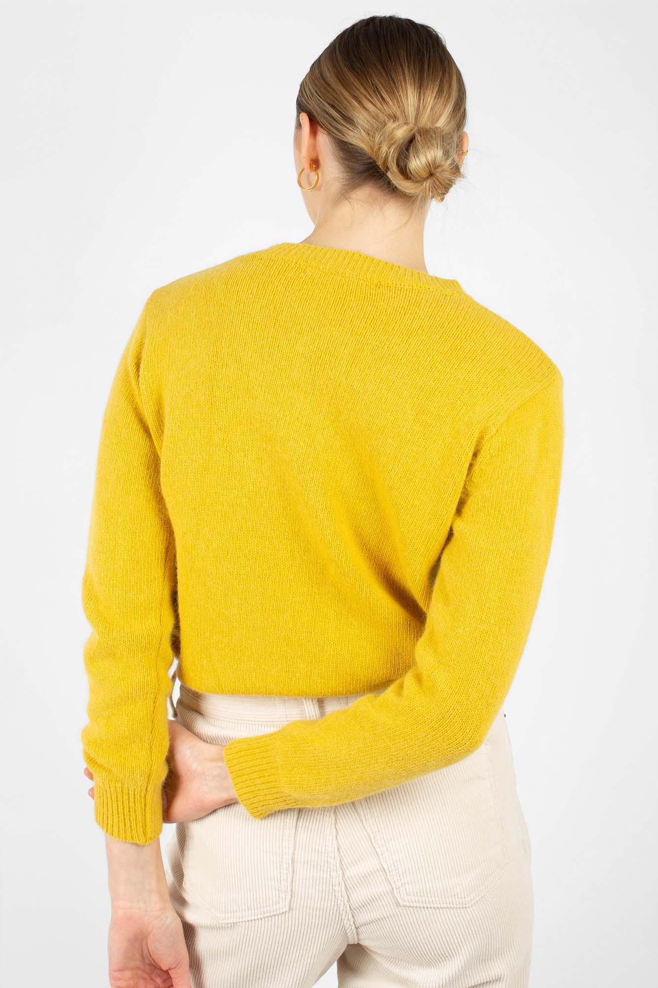 Yellow angora crew neck jumper_6