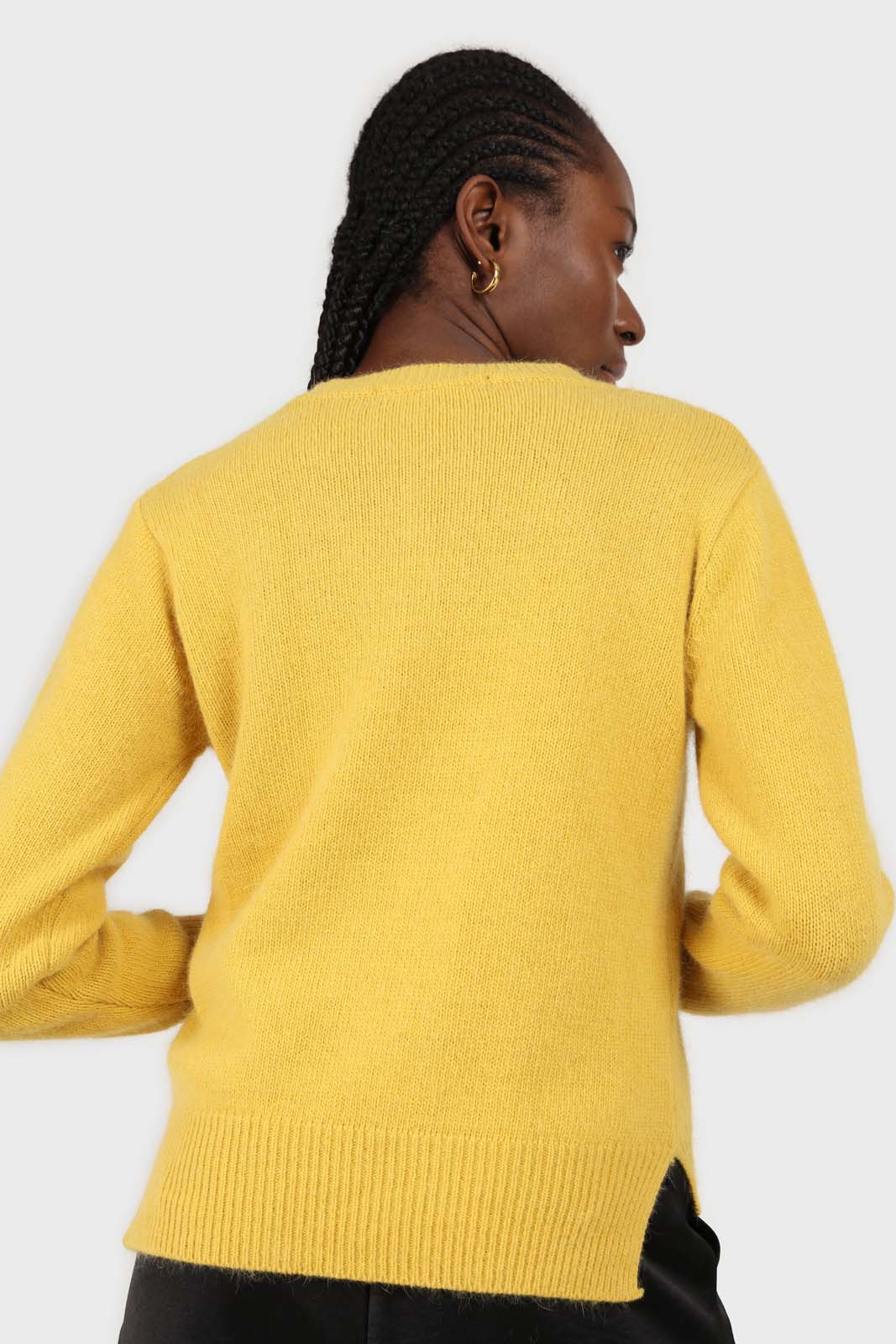 Yellow angora crew neck jumper_4