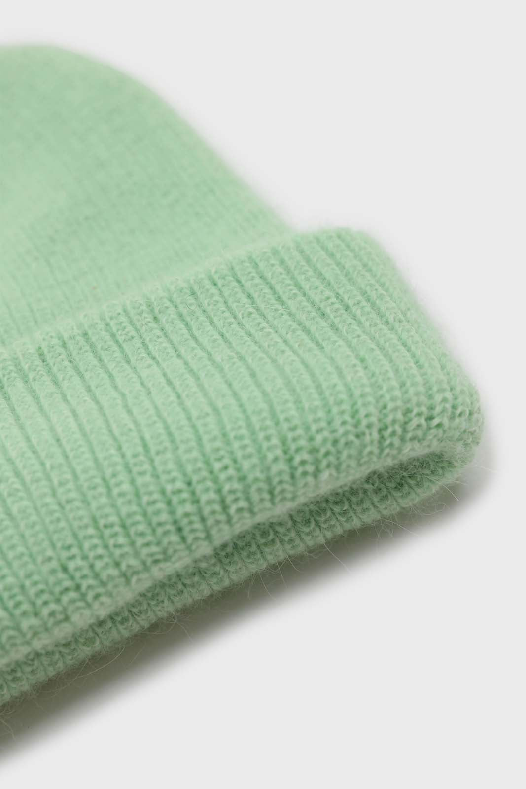 Pale lime mohair beanie hat_3