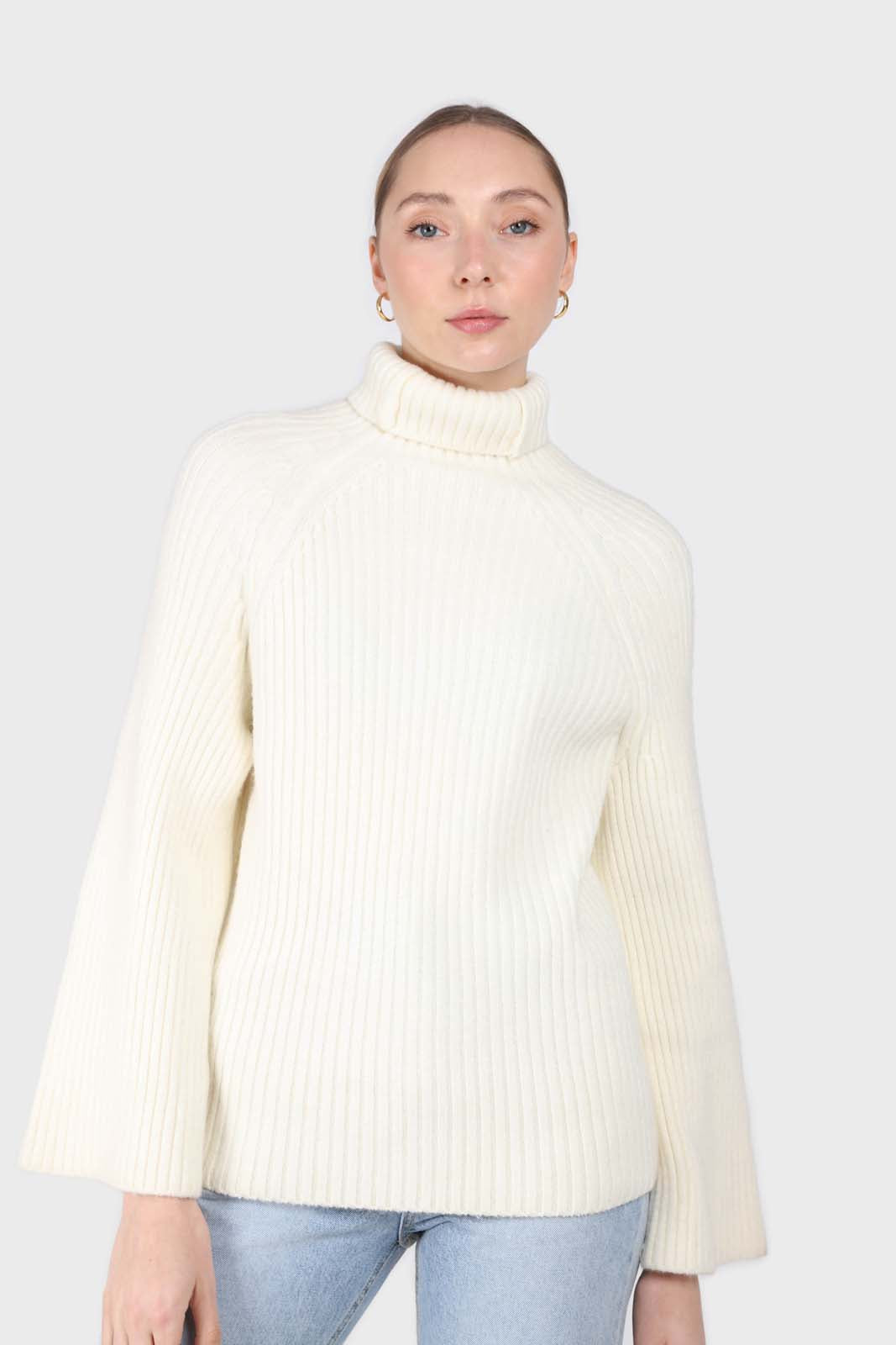 Ivory wool shaped rib turtleneck jumper_1