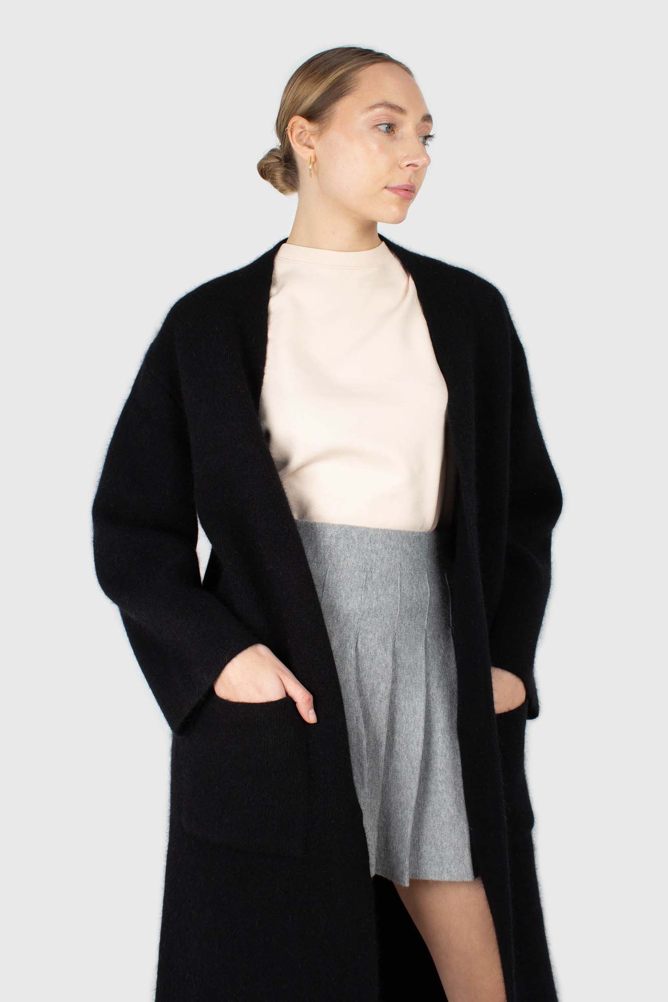 Black thick angora sweater coat_3