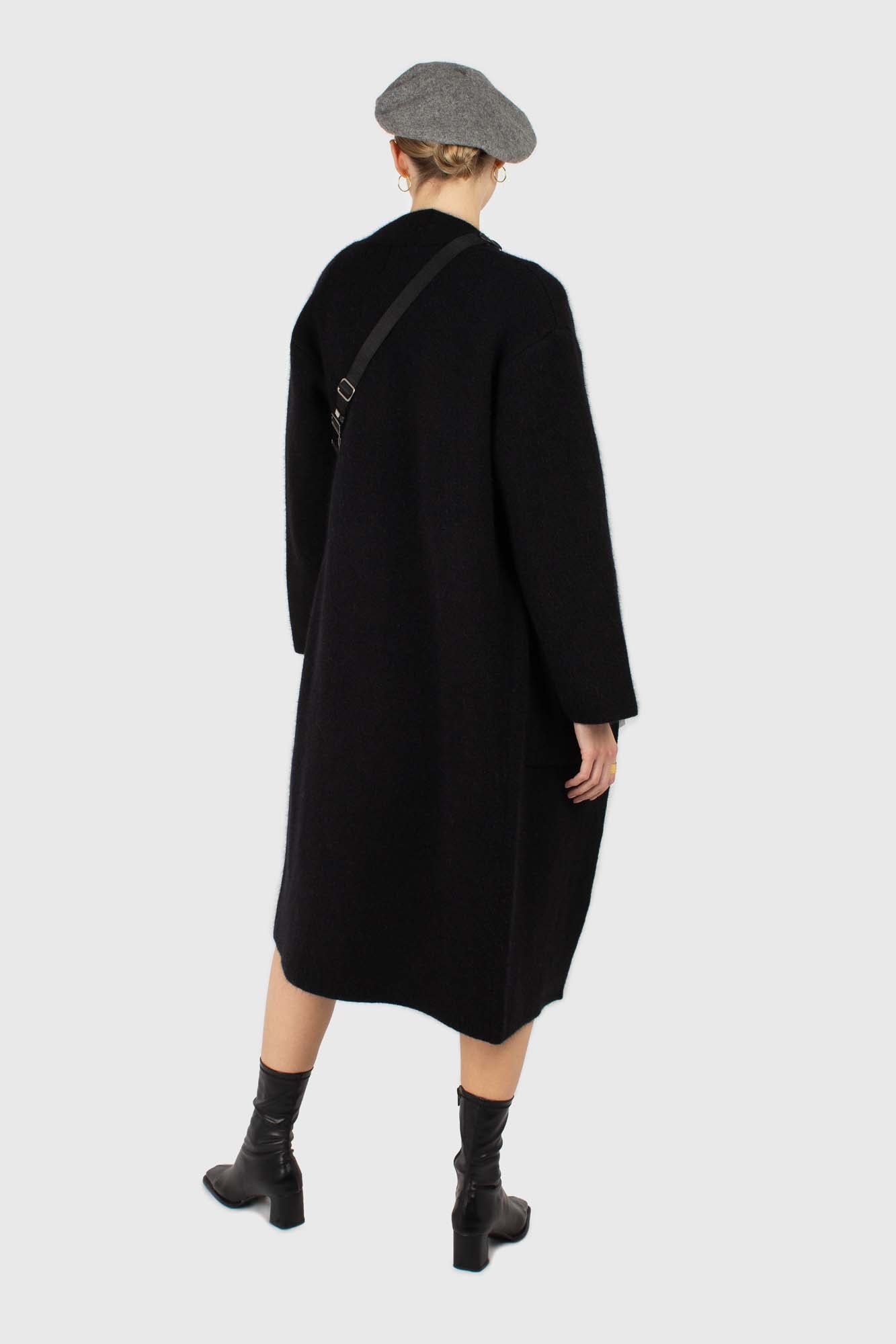 Black thick angora sweater coat_4
