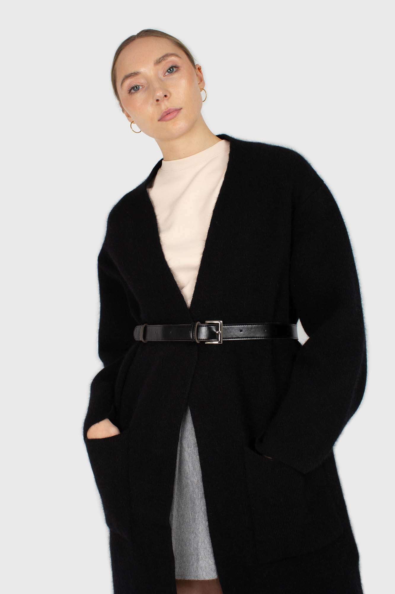 Black thick angora sweater coat_5