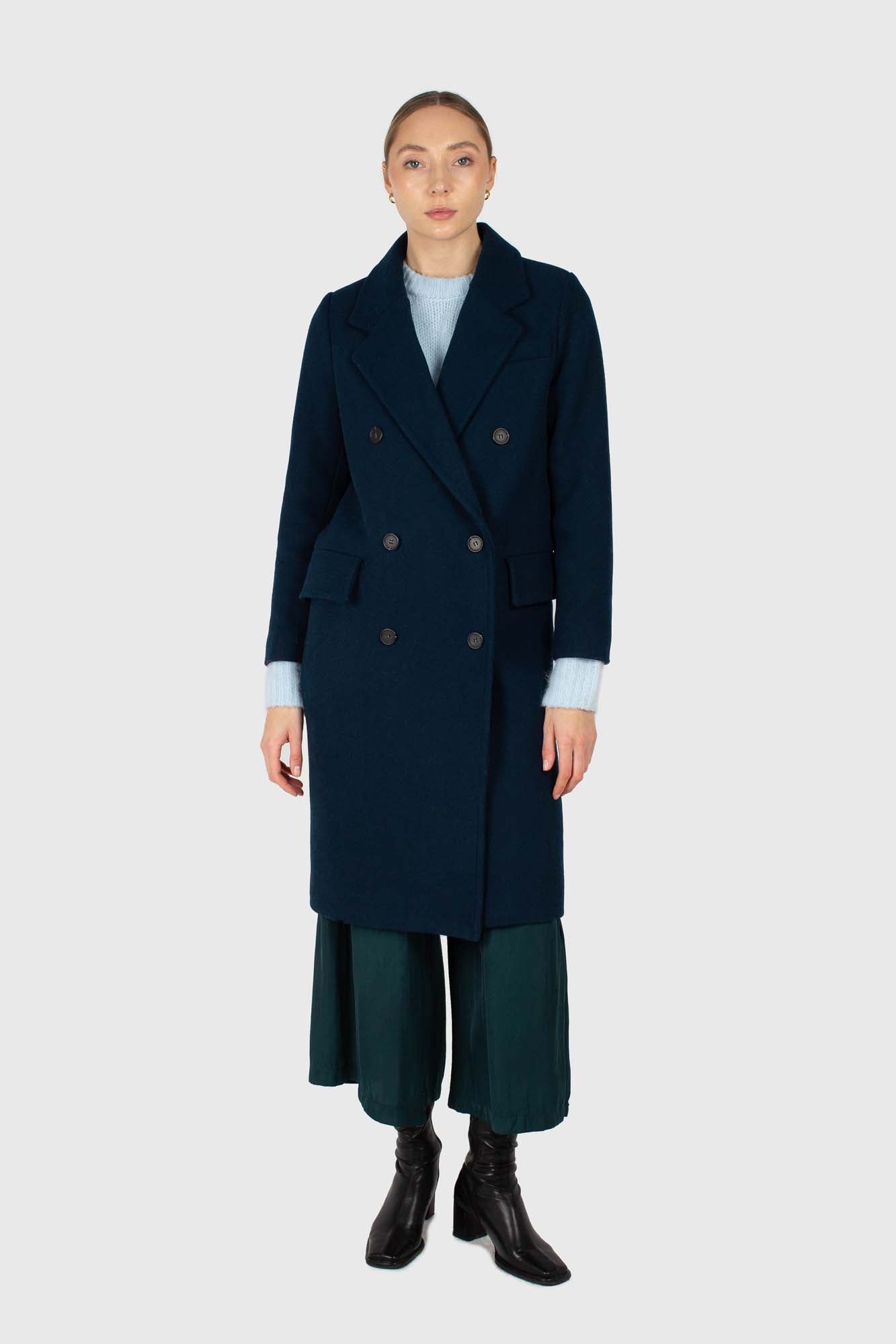 Marine blue wool double breasted coat_1