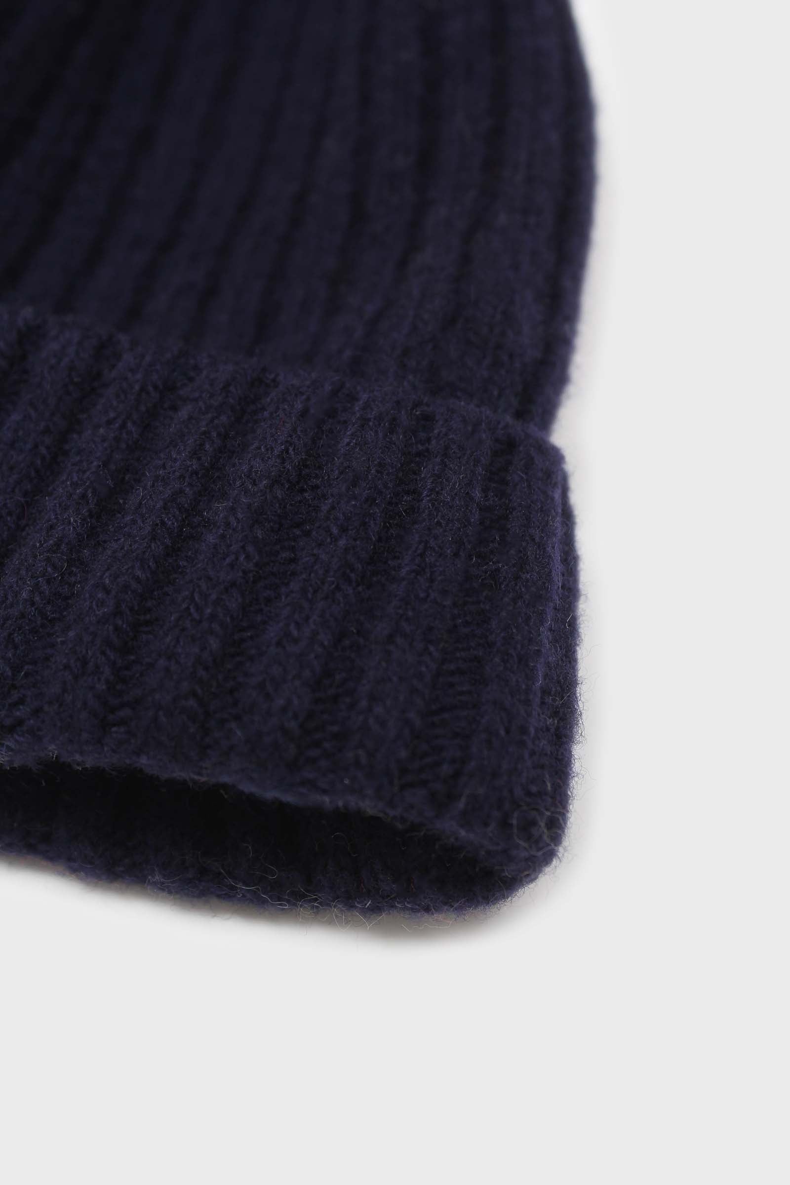 Navy ribbed wool beanie hat_2