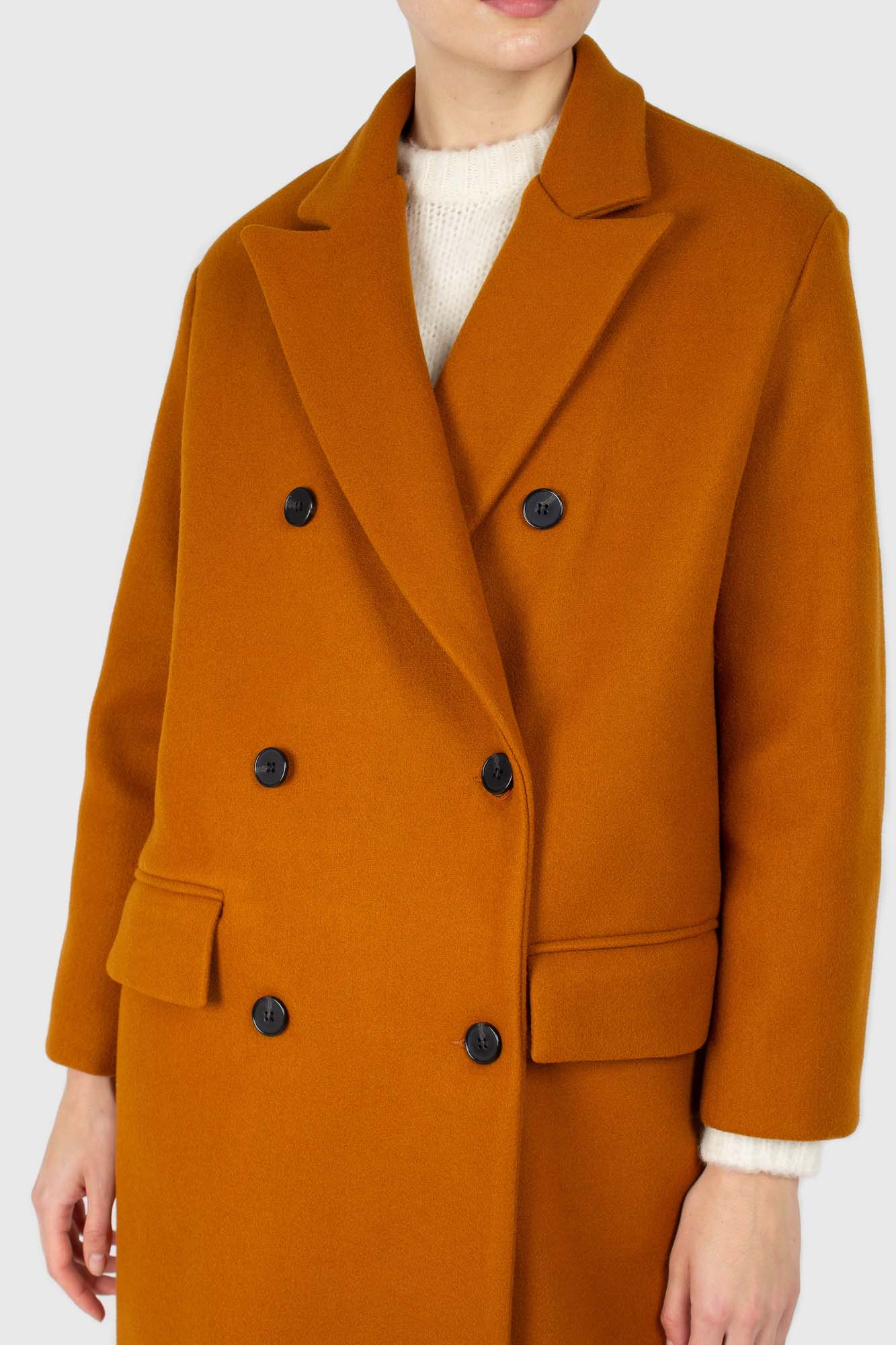 Mustard smooth double breasted coat_4
