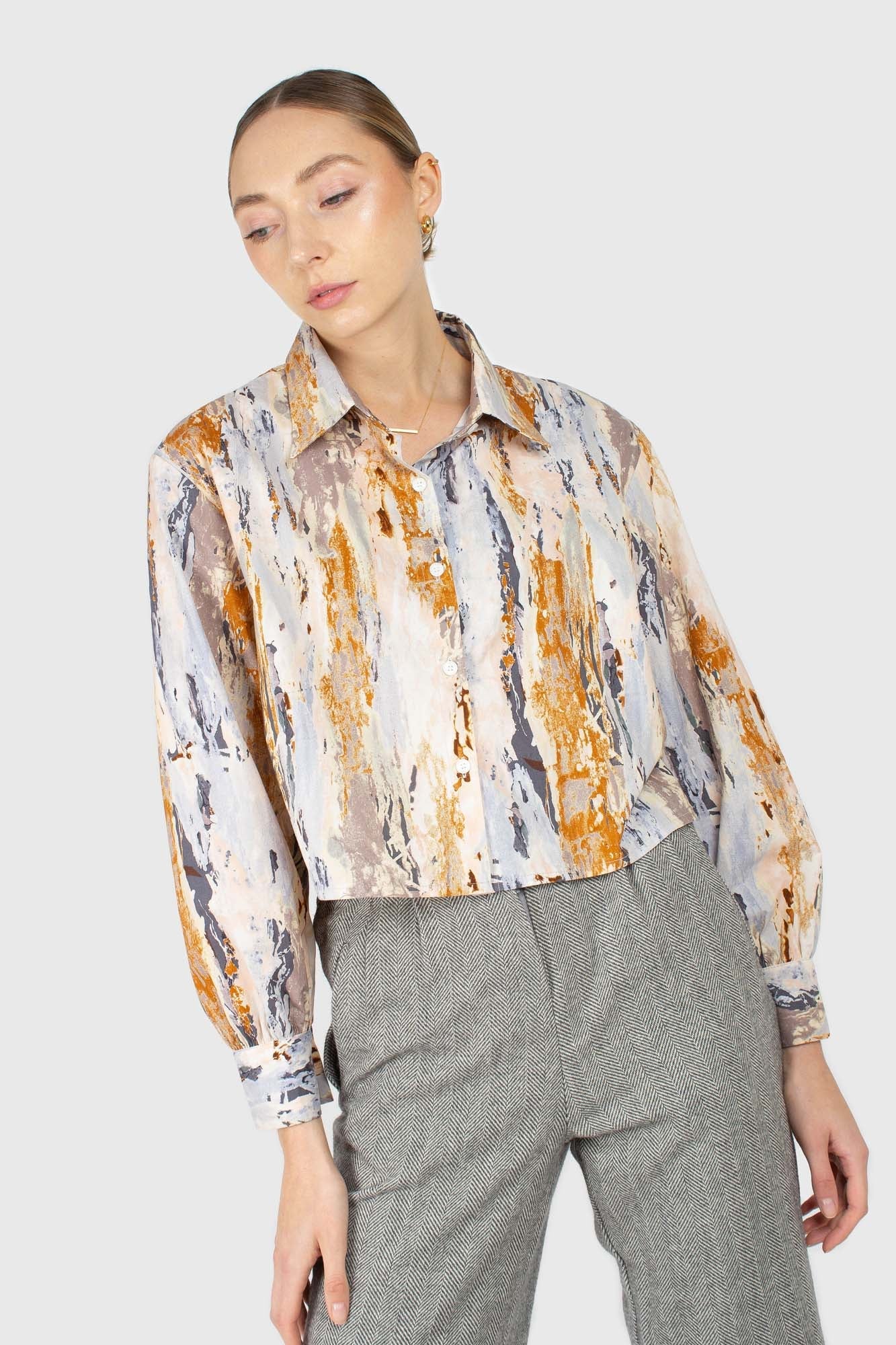 Grey herringbone belted wool trousers_4