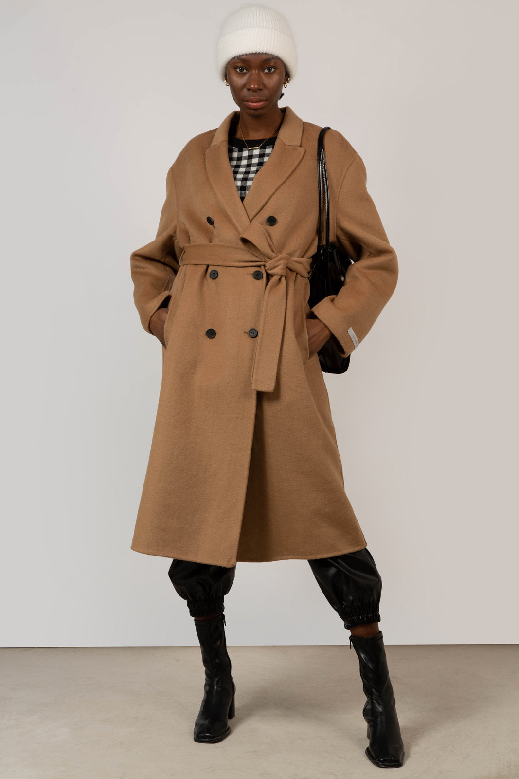 Beige wool blend handmade double breasted coat_1