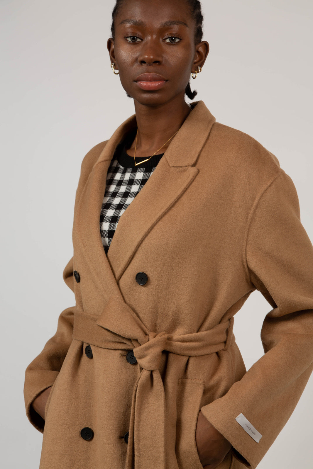 Beige wool blend handmade double breasted coat_2