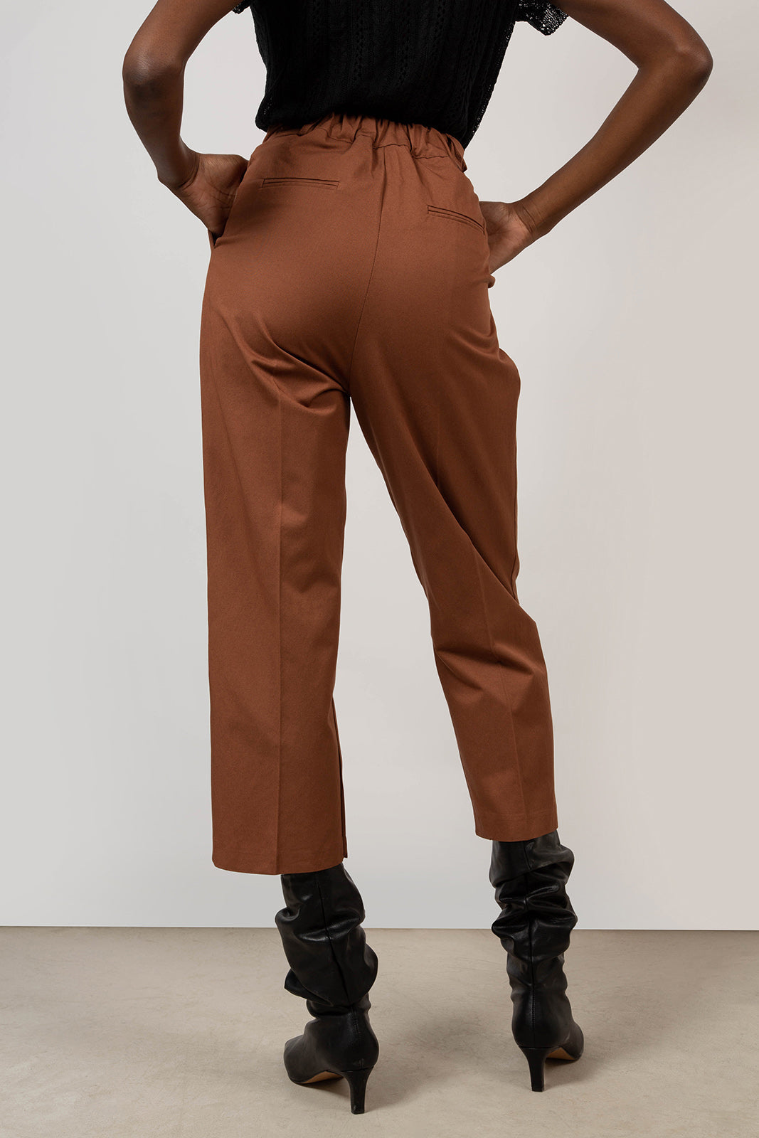 Rust orange front pocket pleated trousers_3