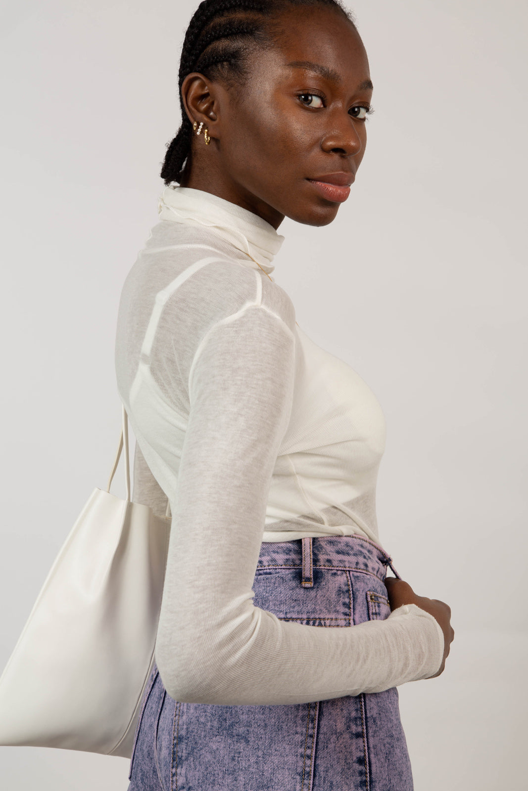 Ivory wool blend fitted turtleneck_1