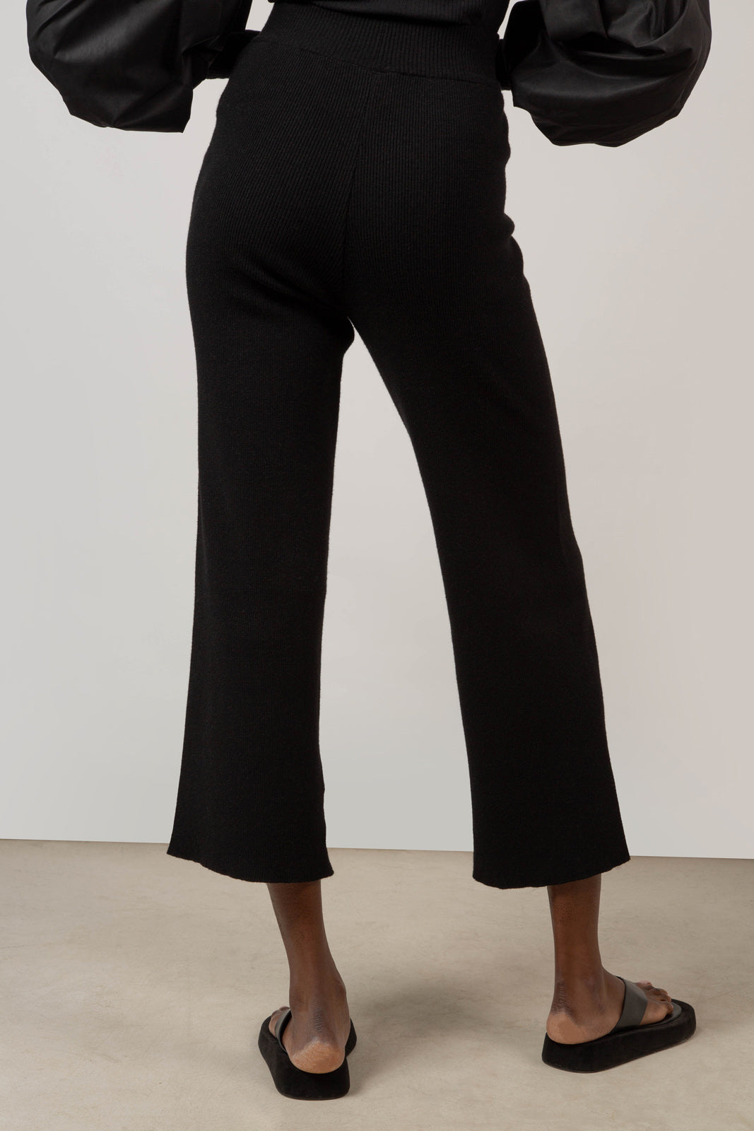 Black wool blend knit trousers_2