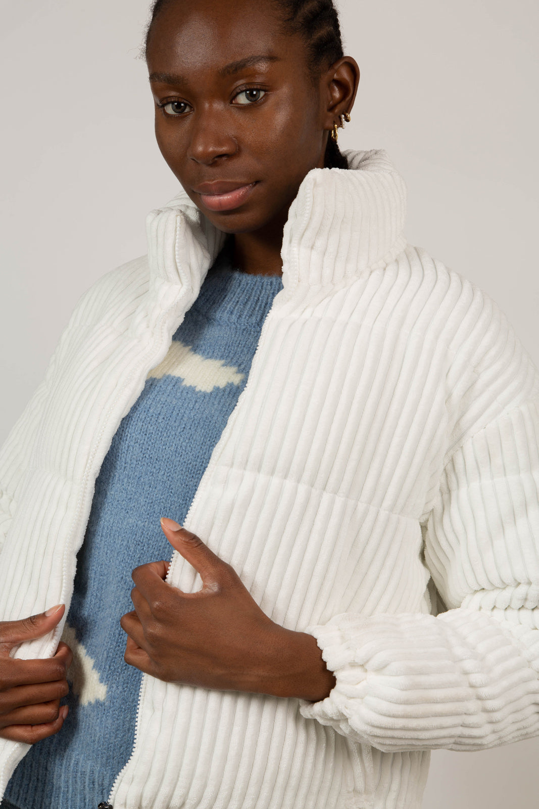 Ivory large corduroy puffer coat_3
