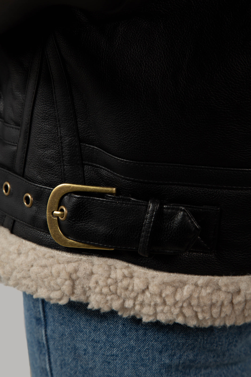 Black faux shearling biker jacket_13