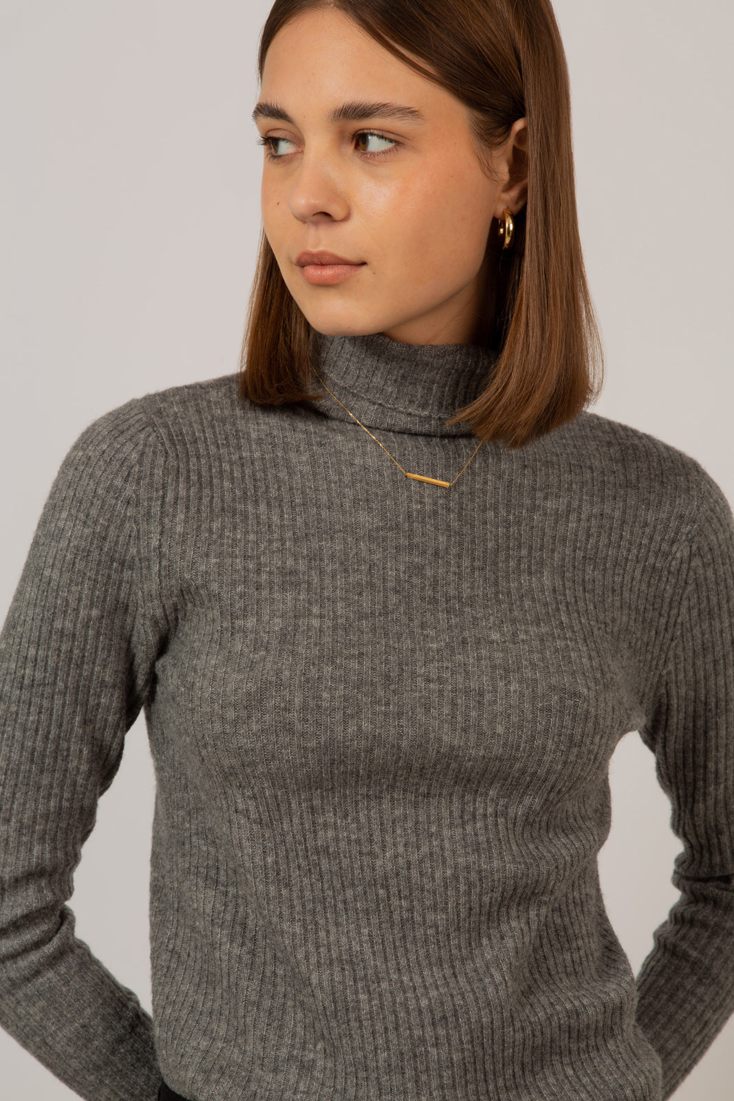 Pale grey ribbed wool blend turtleneck_8