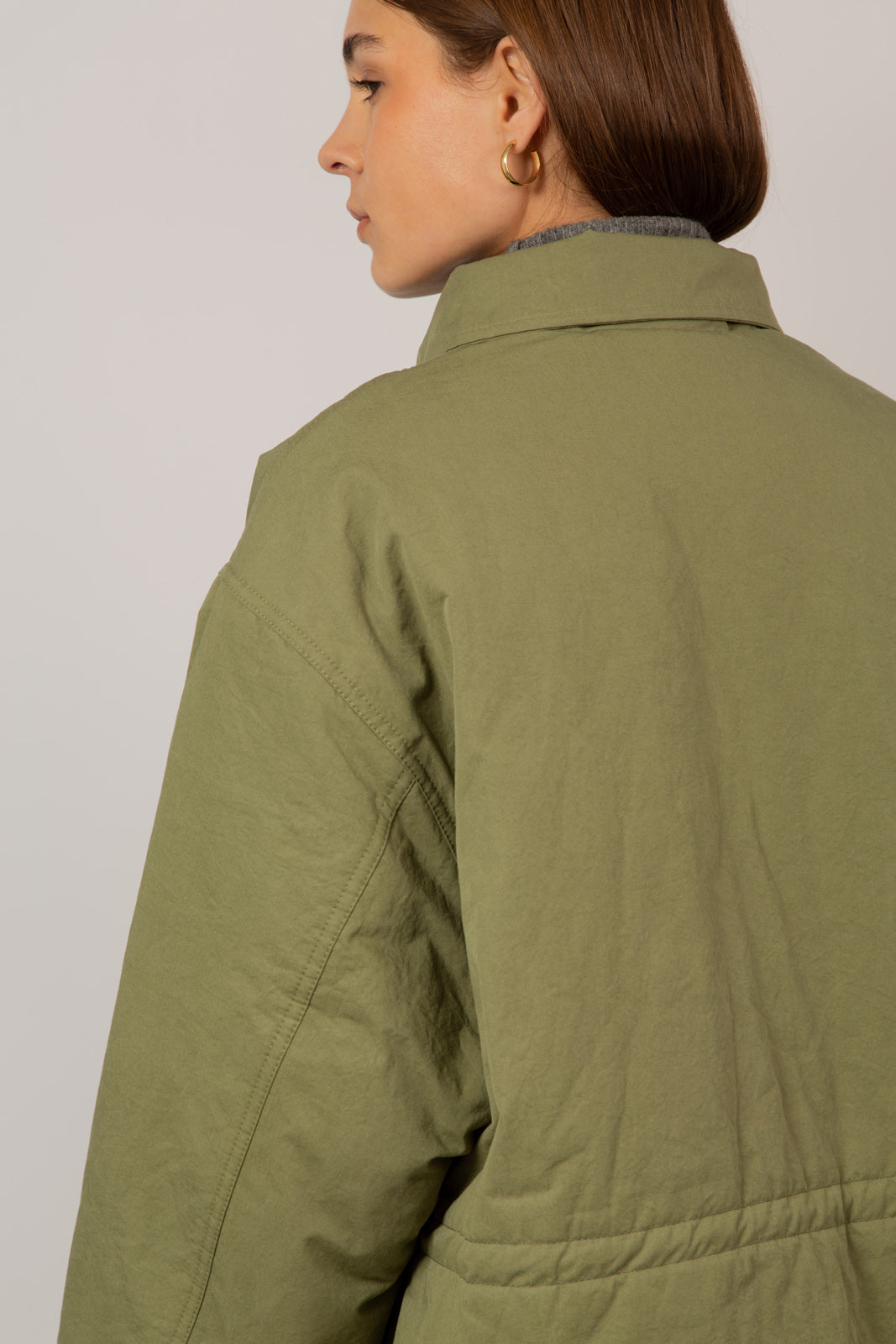 Pale khaki teddy lined cinch back parka_11