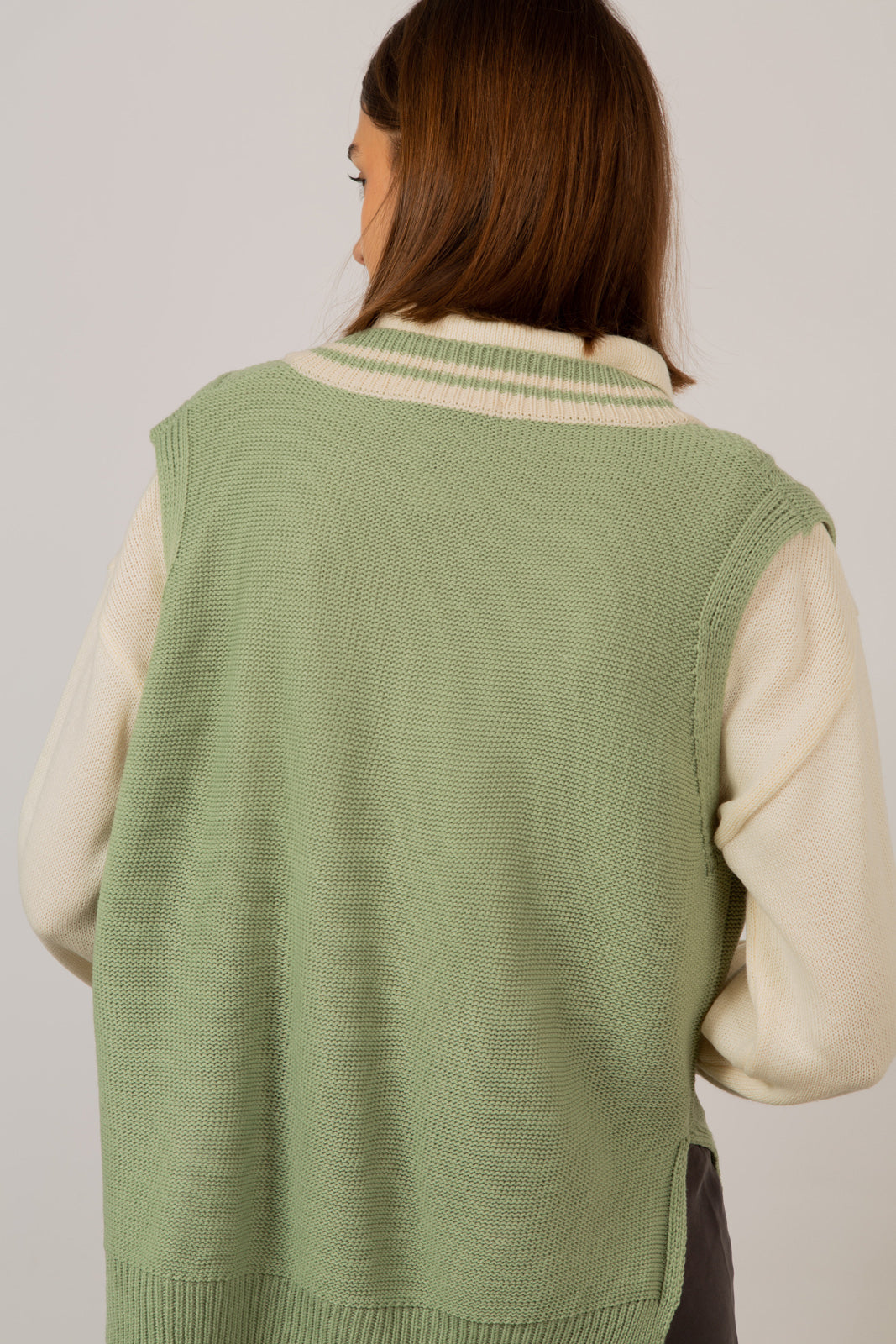 Mint and ivory varsity trim sweater vest_7