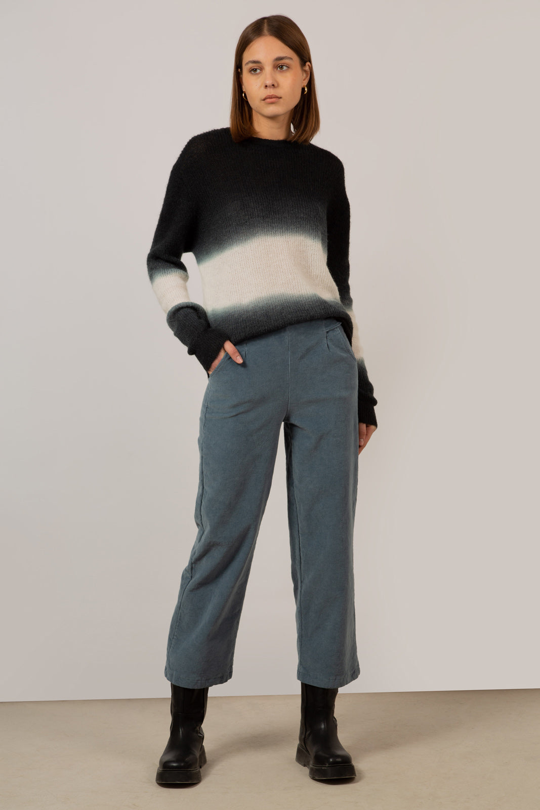 Black dip tie dye wool blend jumper_3