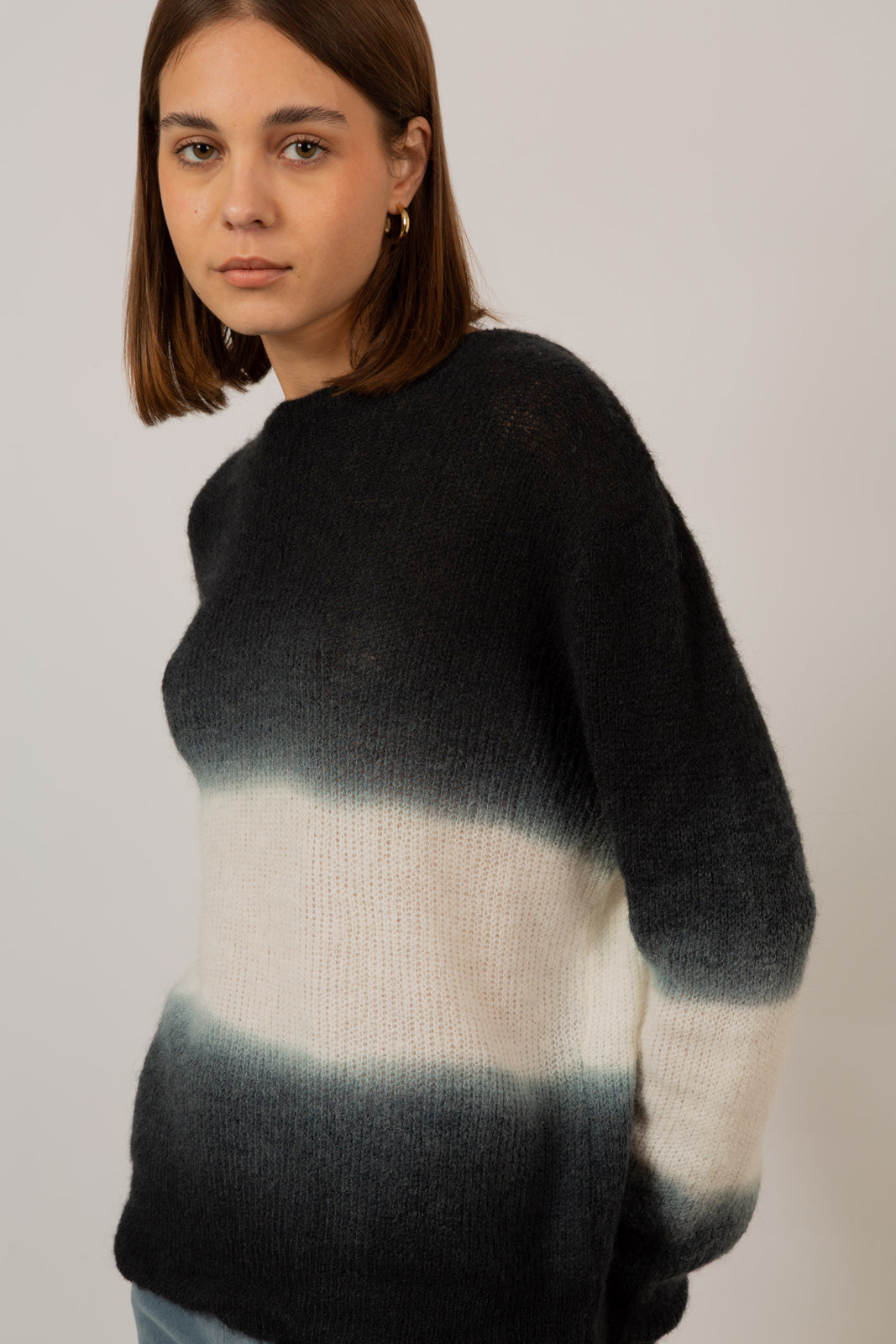 Black dip tie dye wool blend jumper_1