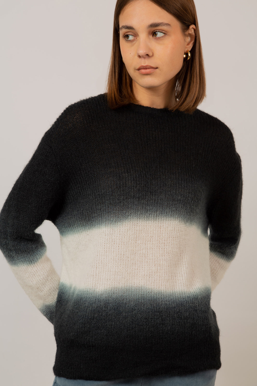 Black dip tie dye wool blend jumper_7
