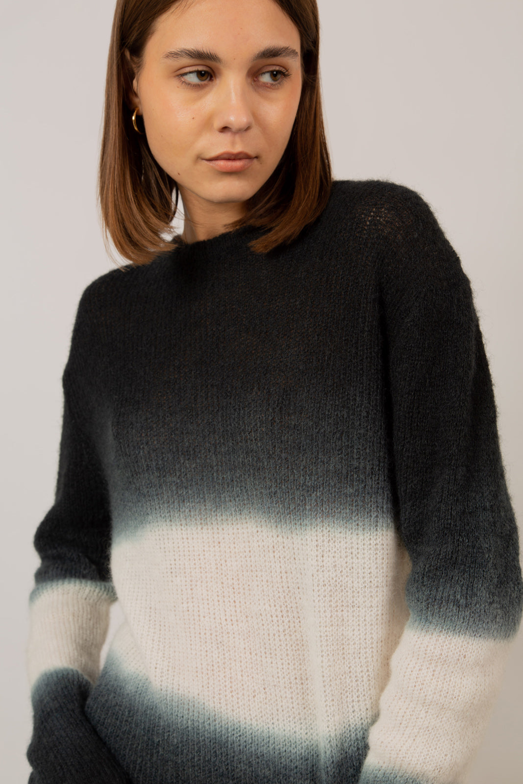 Black dip tie dye wool blend jumper_4