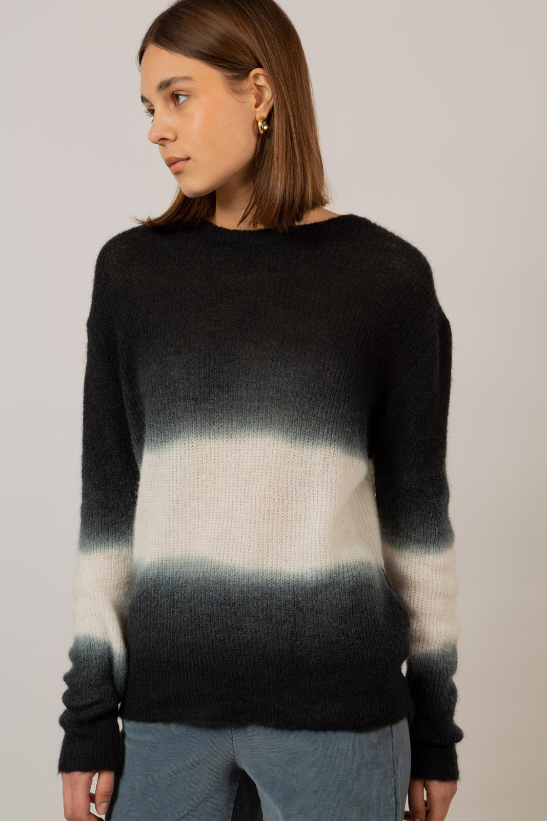 Black dip tie dye wool blend jumper_8