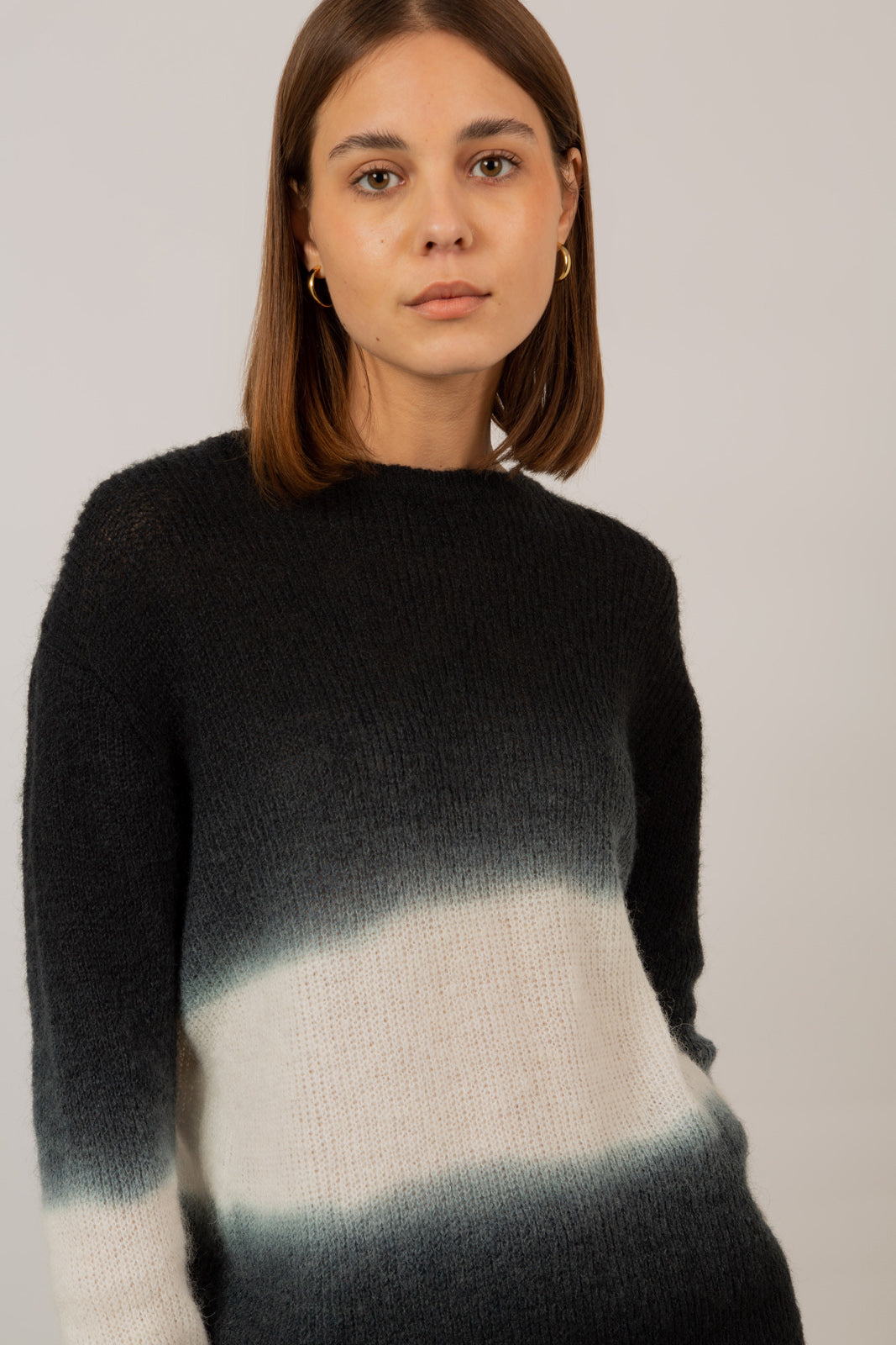 Black dip tie dye wool blend jumper_5