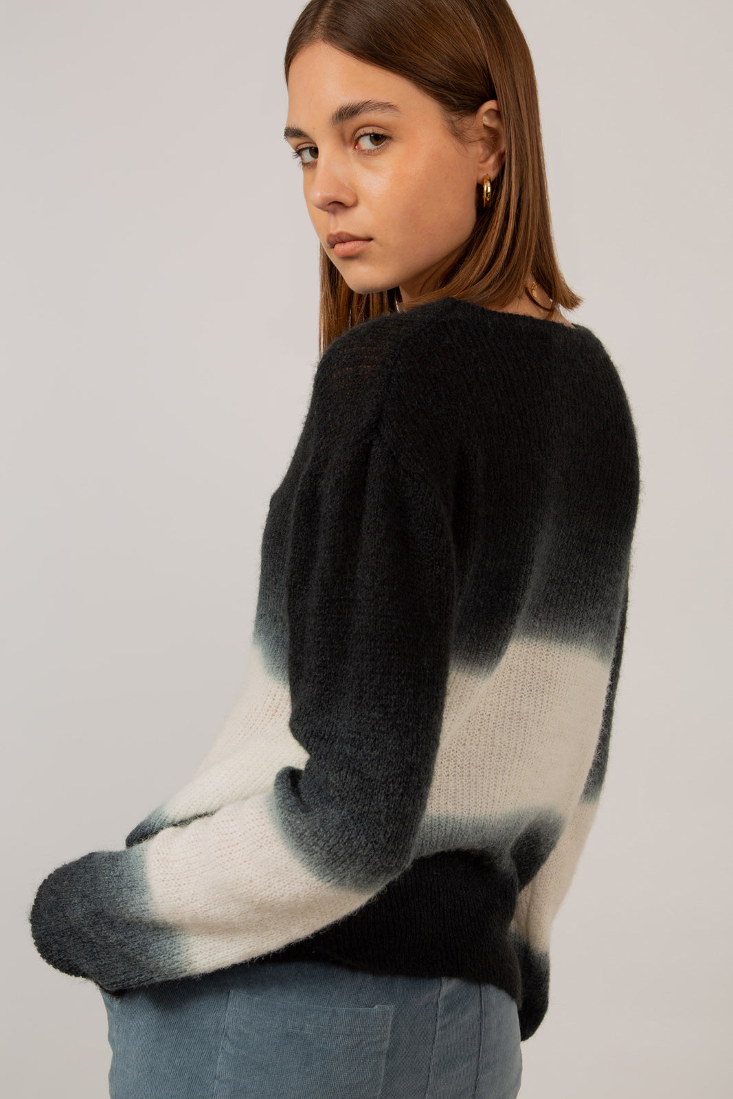 Black dip tie dye wool blend jumper_2
