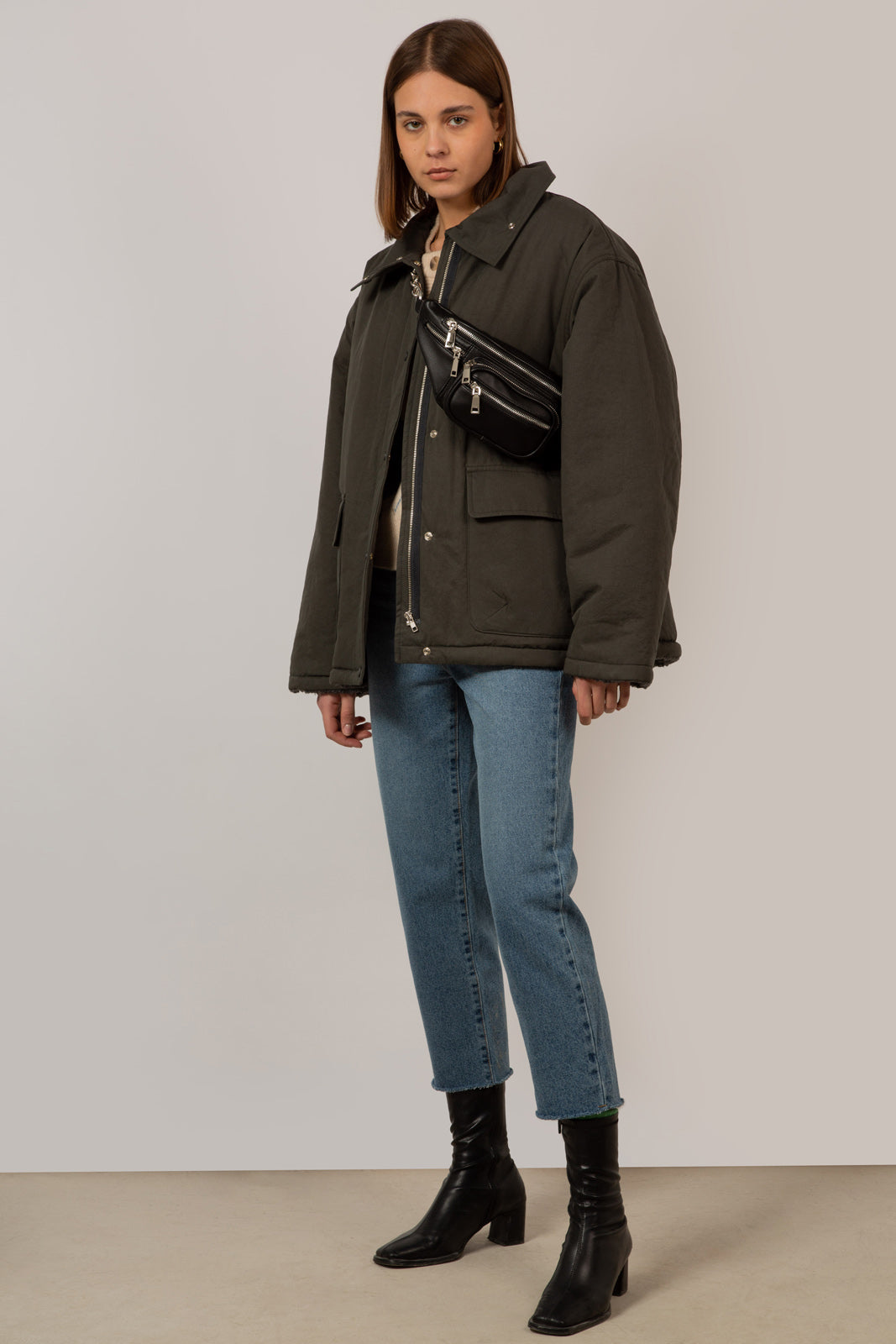 Charcoal teddy lined cinch back parka_2