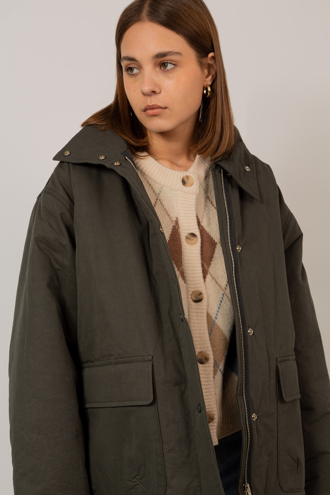 Charcoal teddy lined cinch back parka_5