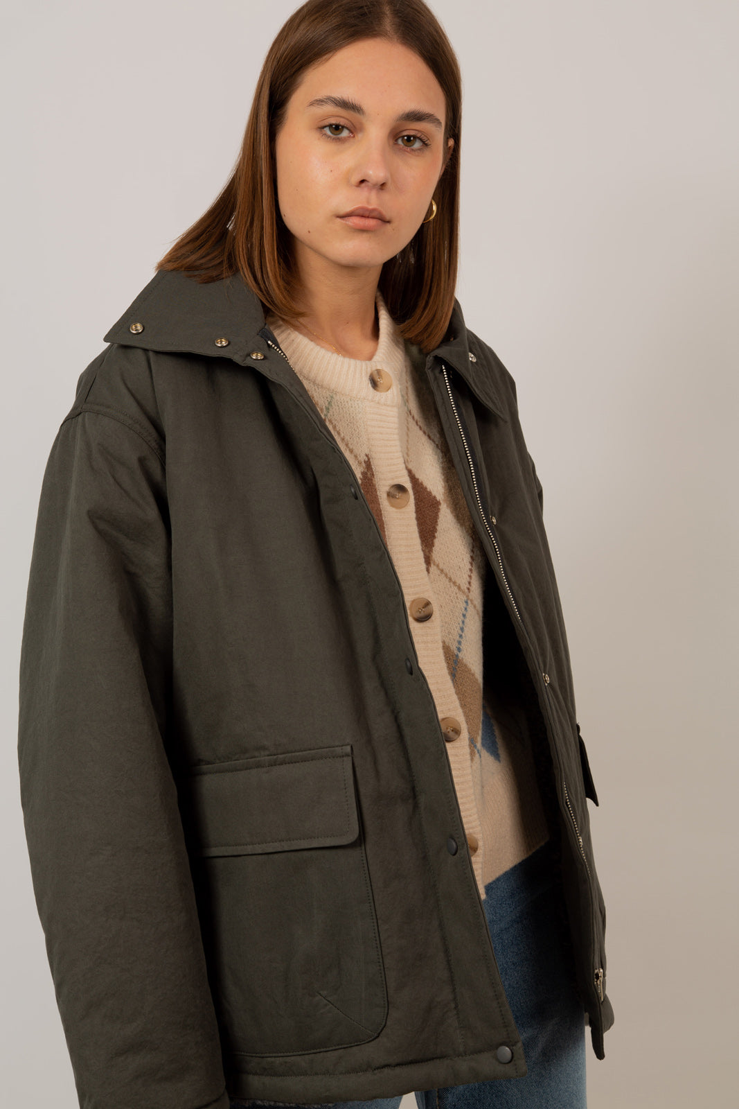 Charcoal teddy lined cinch back parka_9