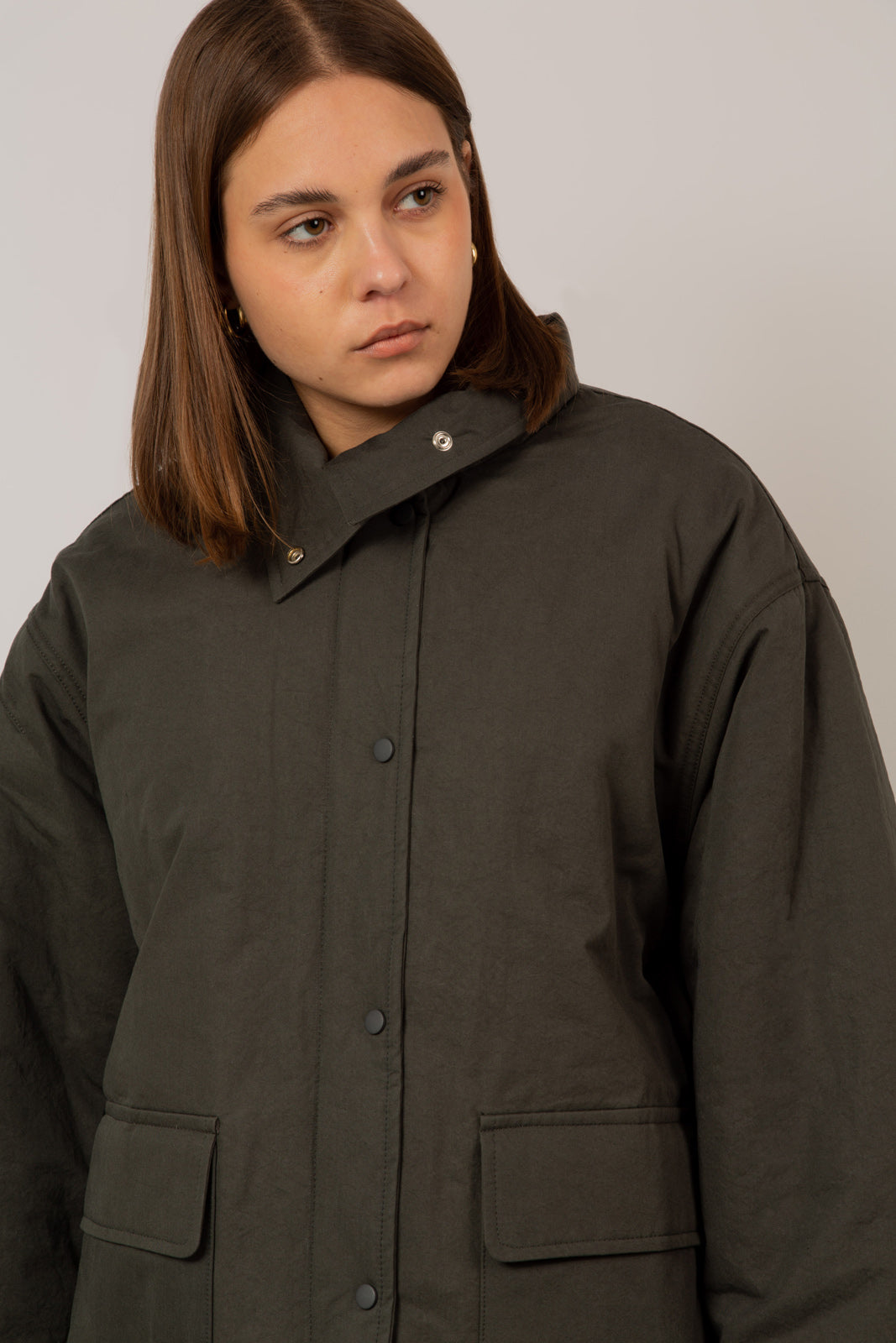 Charcoal teddy lined cinch back parka_12