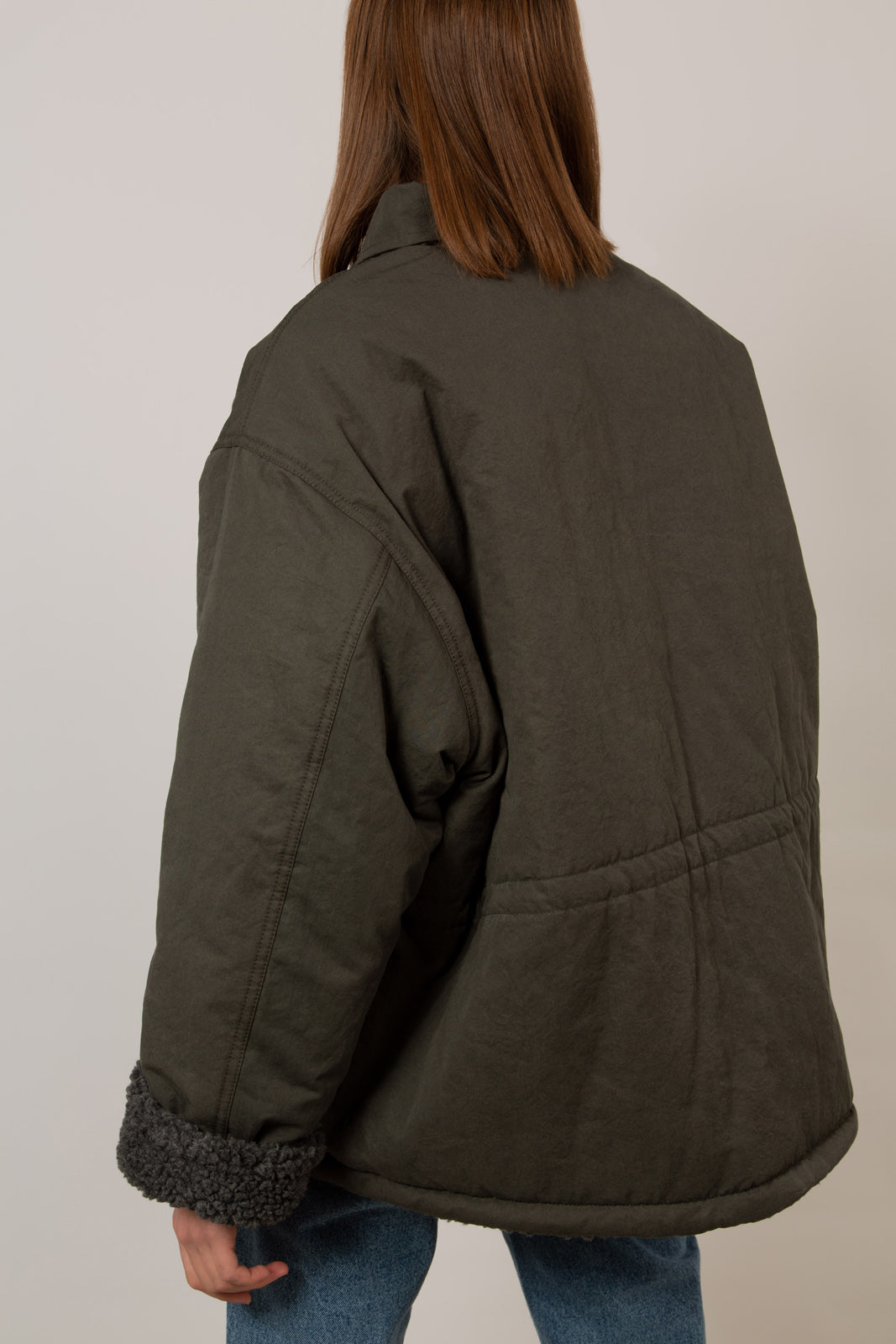 Charcoal teddy lined cinch back parka_15