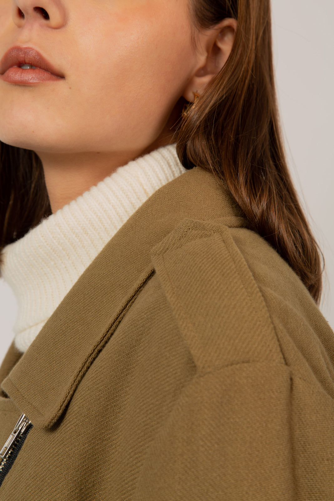 Khaki oversized belted rider jacket_8