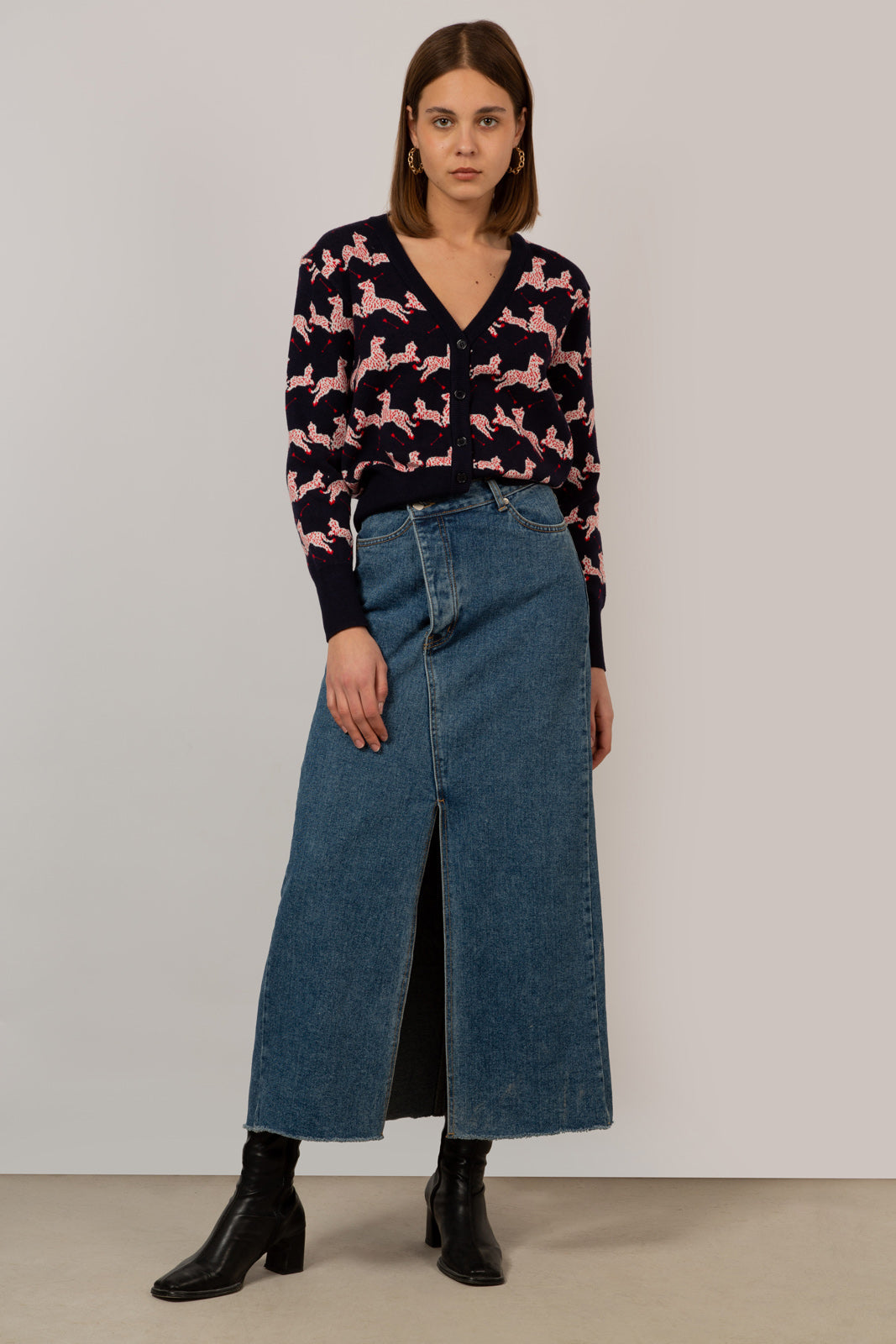 Navy and red leaping zebras cardigan_6