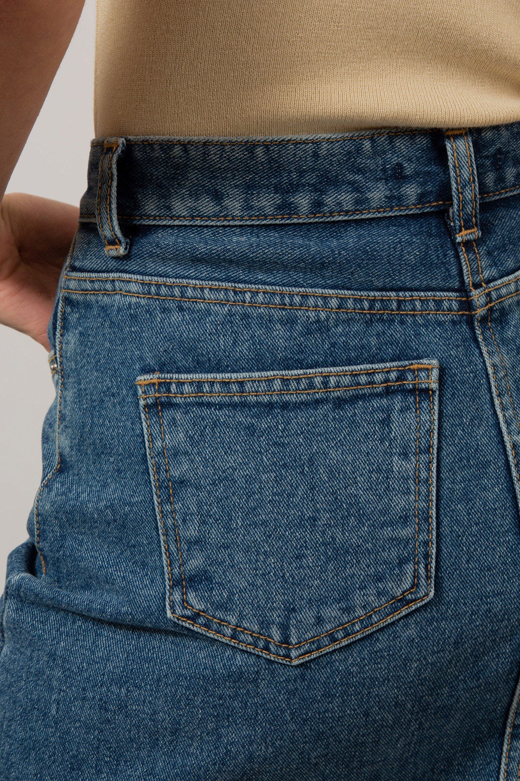 Mid blue denim front slit maxi skirt_6