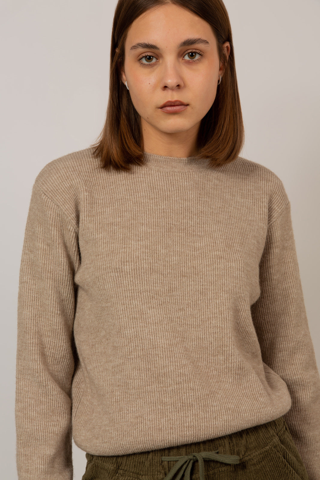 Beige ribbed crew neck jumper_2