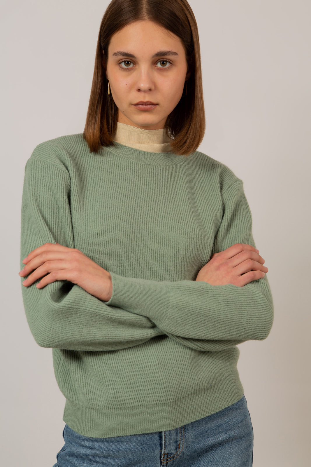 Mint green ribbed crew neck jumper_3