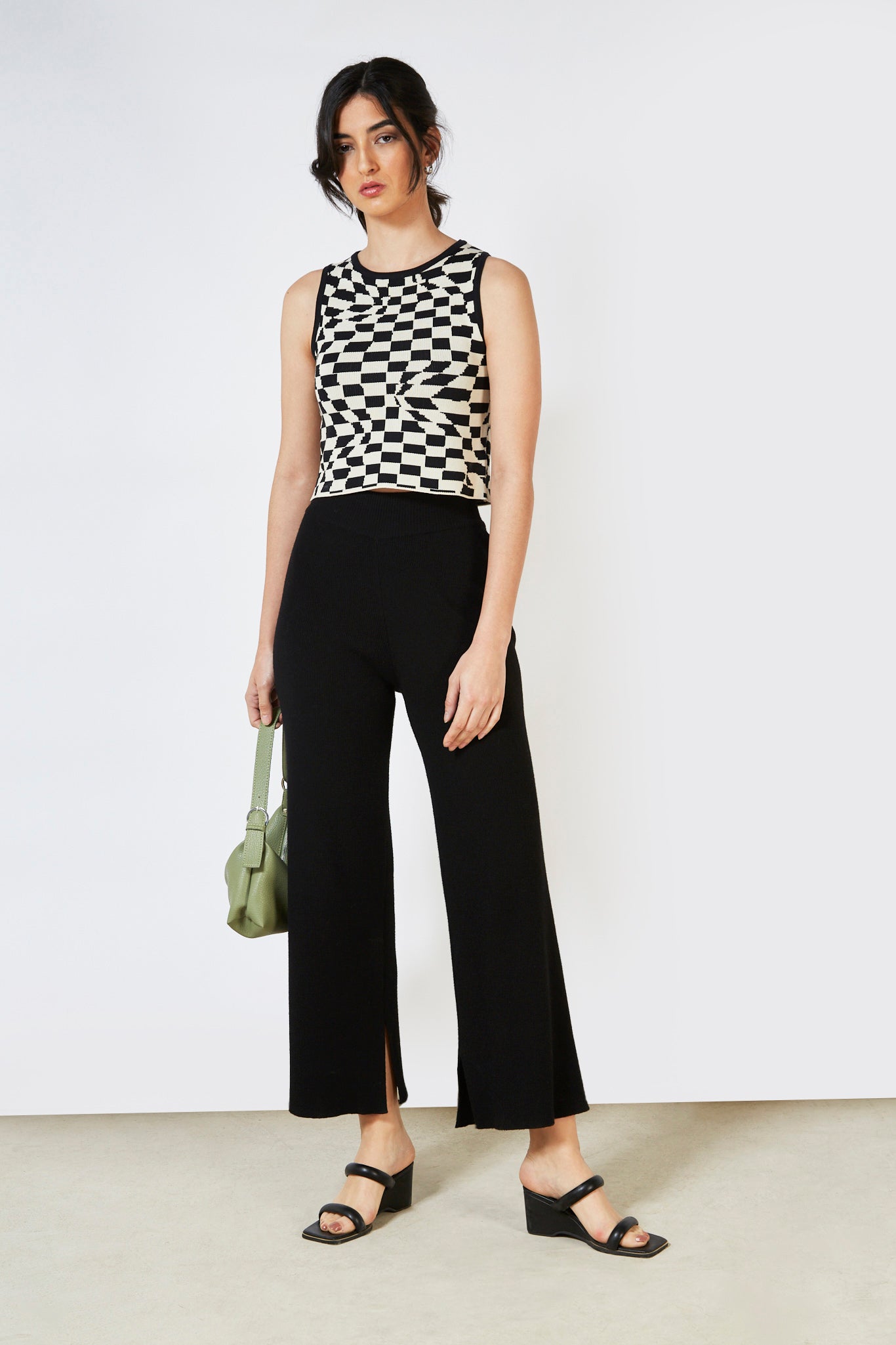 Black and white psychedelic knit tank_5