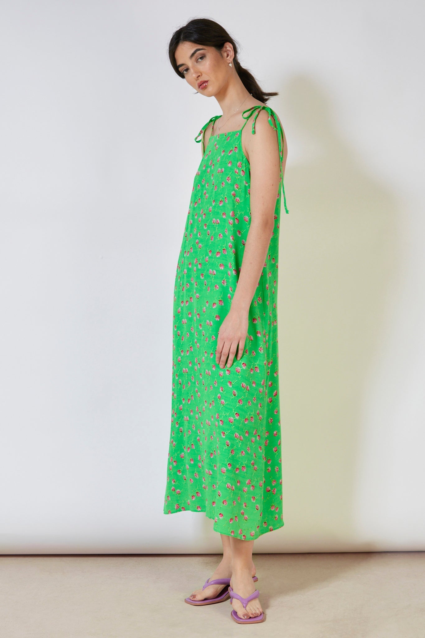Bright green and pink tie strap dress_9