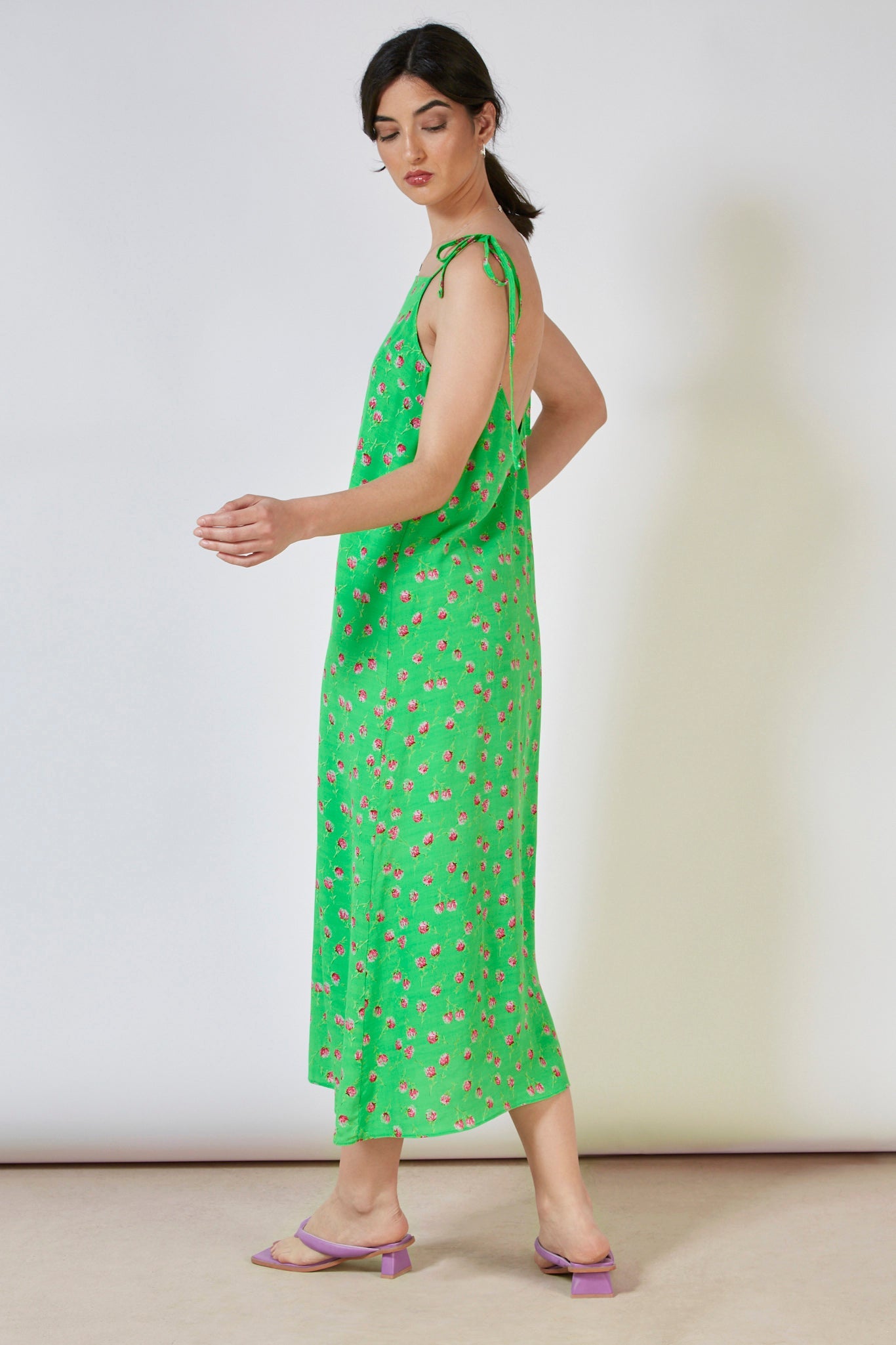 Bright green and pink tie strap dress_10