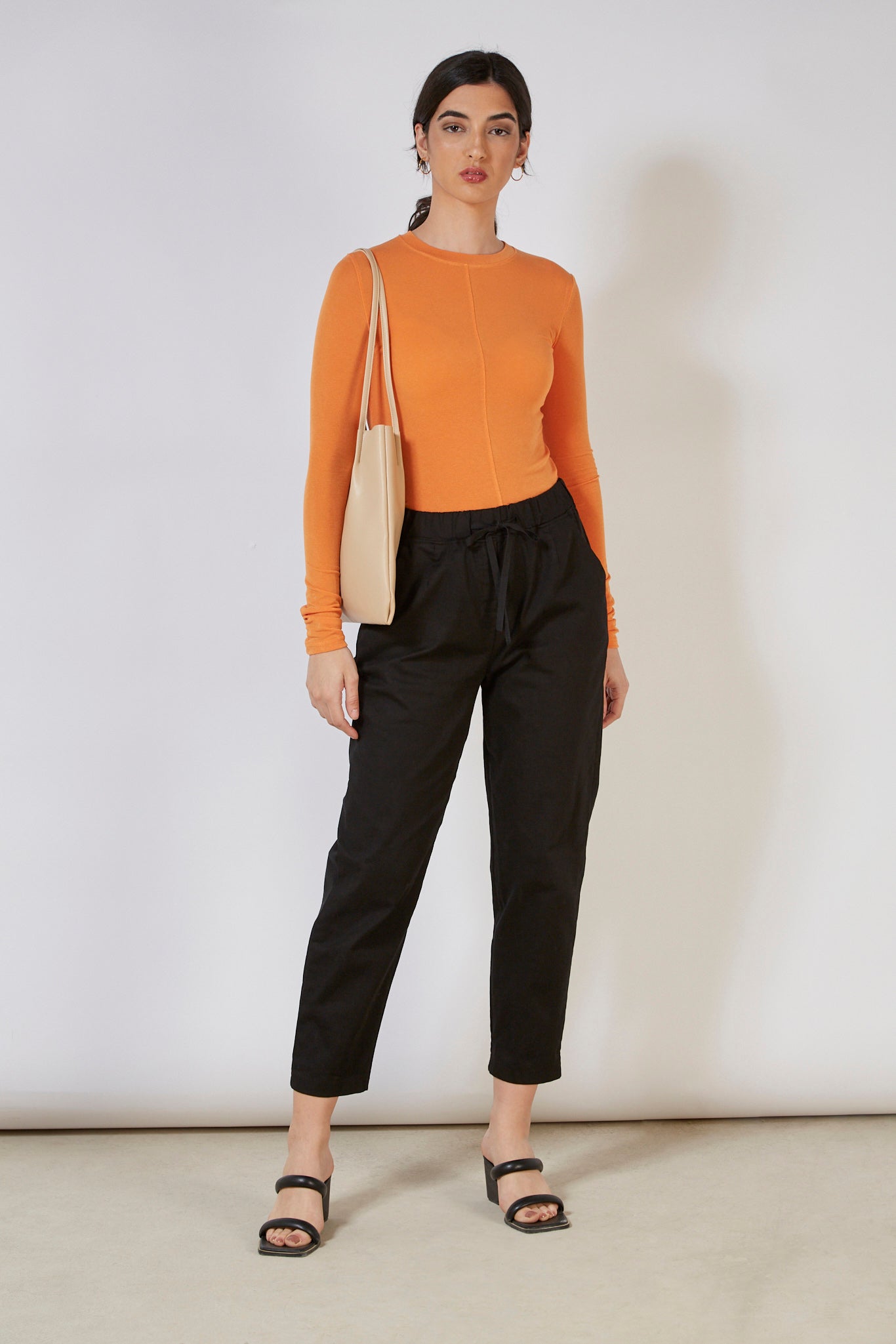 Bright orange fitted long sleeved top_3