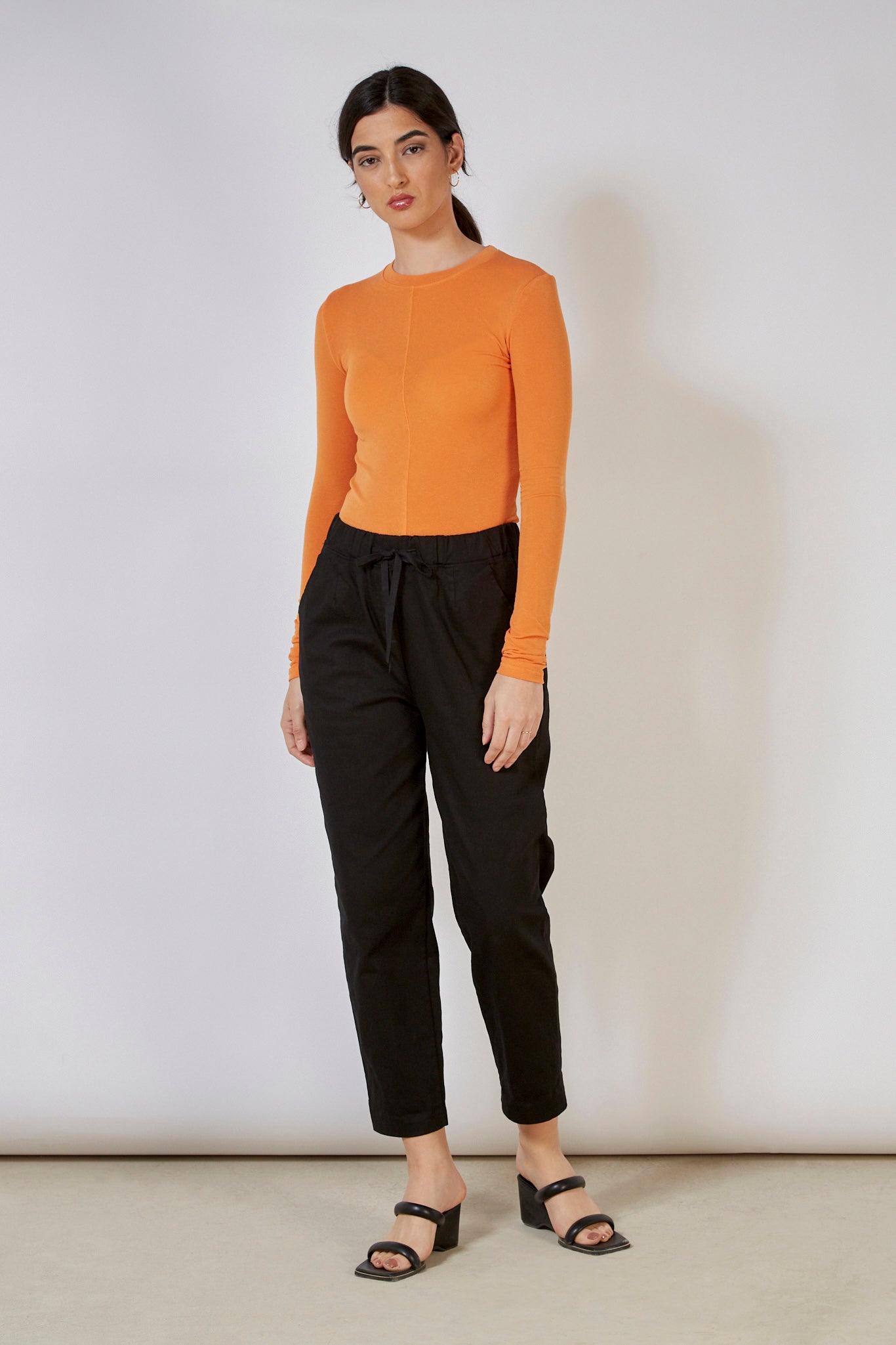 Bright orange fitted long sleeved top_11