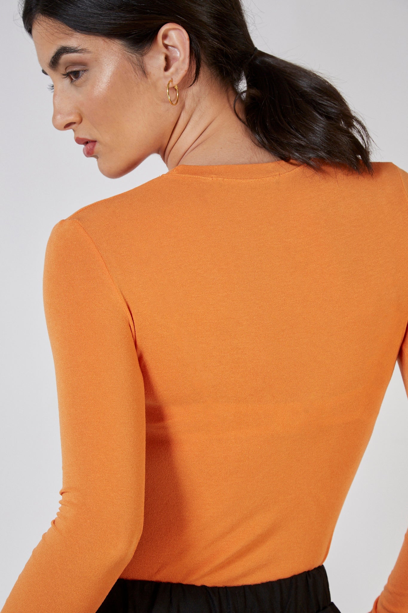Bright orange fitted long sleeved top_7