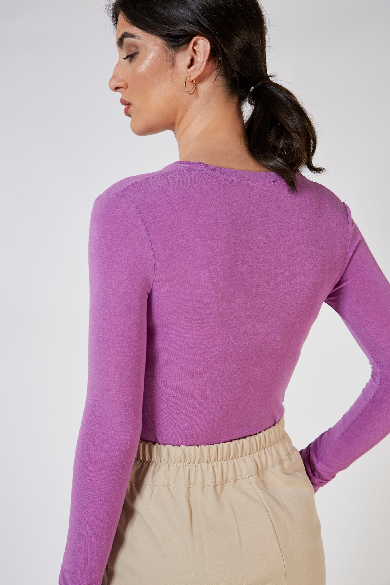Bright purple fitted long sleeved top_2