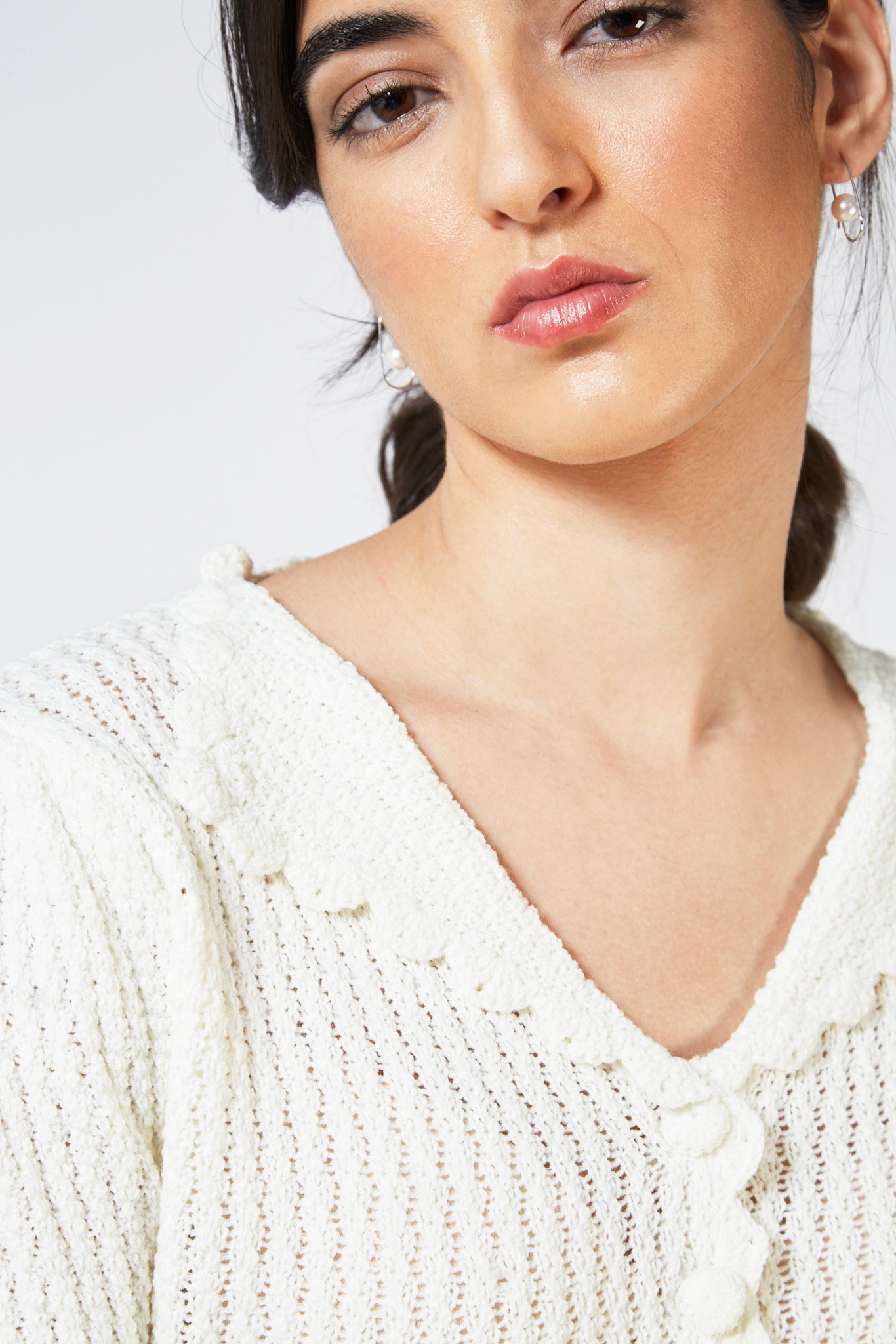 Ivory peplum short sleeved cardigan_11