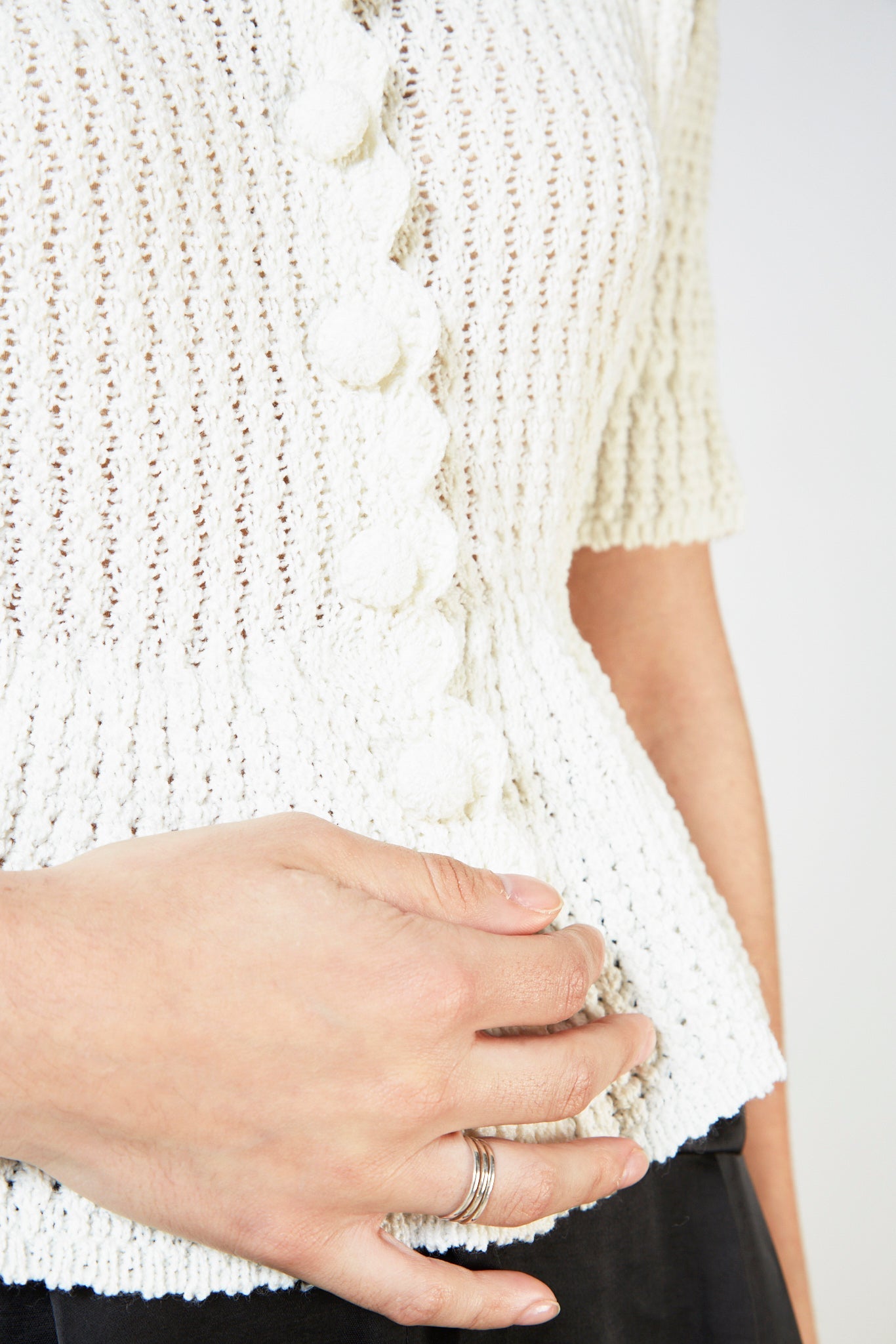 Ivory peplum short sleeved cardigan_3