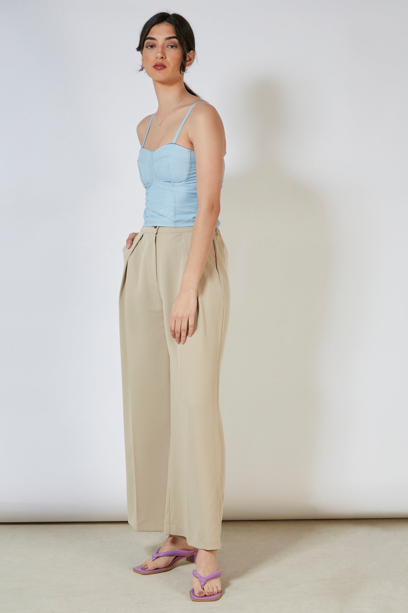 Light blue denim lace back corset tank_6