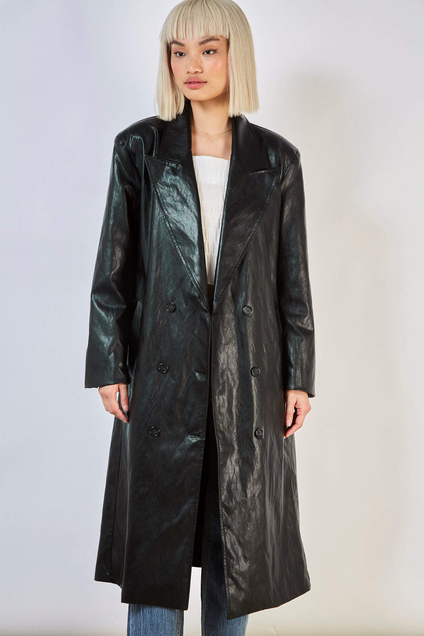 Black vegan leather trench coat_3